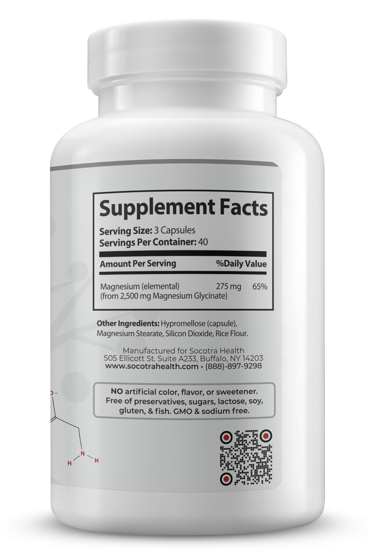 Socotra Health Magnesium Glycinate - High Absorption Magnesium Supplement for Sleep, Relaxation - Chelated - Gluten Free, 120 Capsules