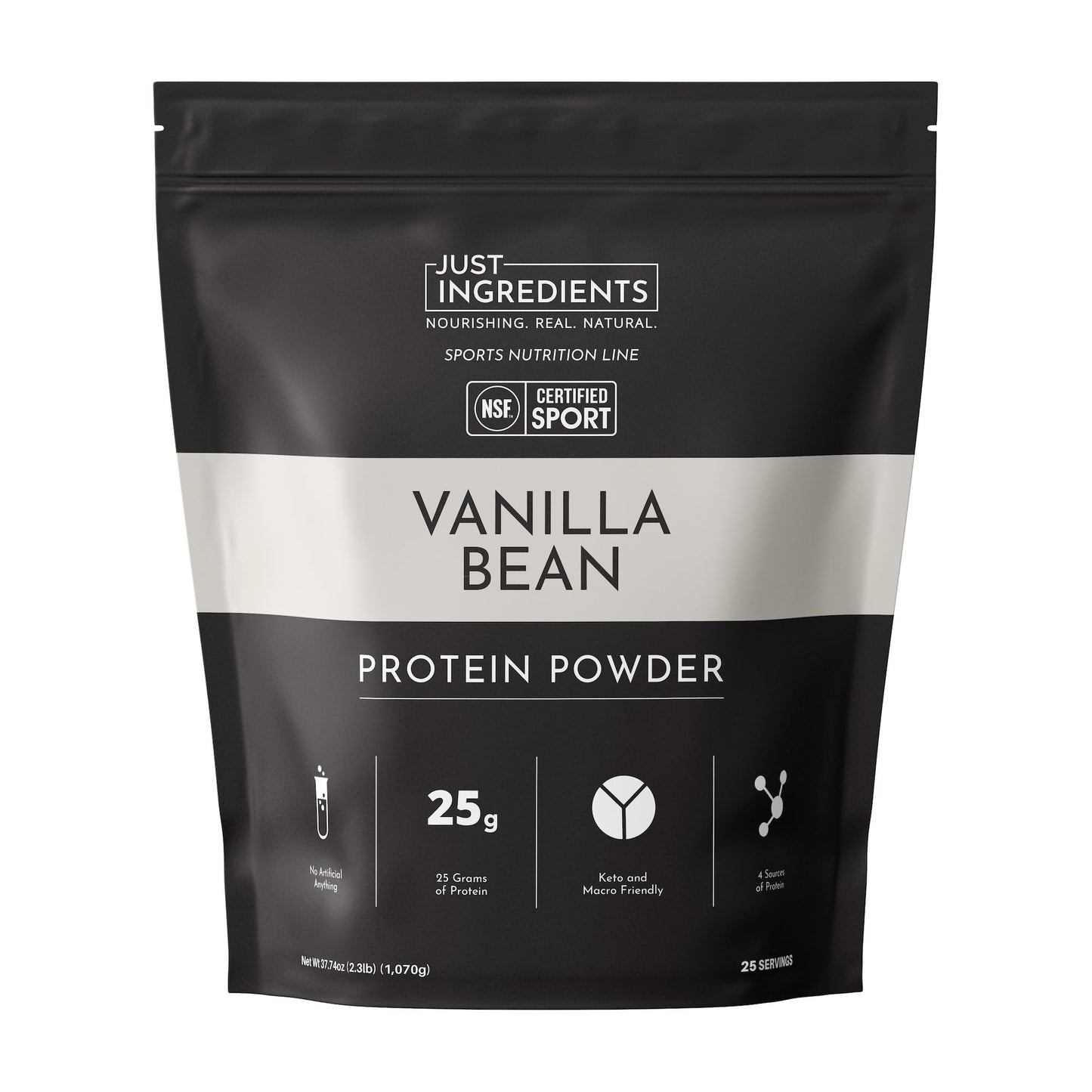 JUST INGREDIENTS Vanilla Bean Protein Powder, 25 Servings
