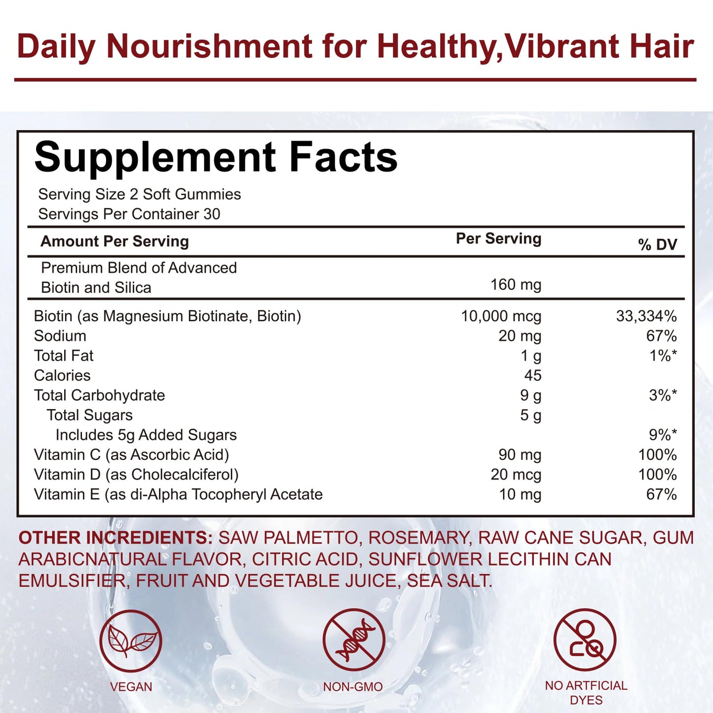 YYLLYY Hair Growth Vitamins Gummies, 60 Count