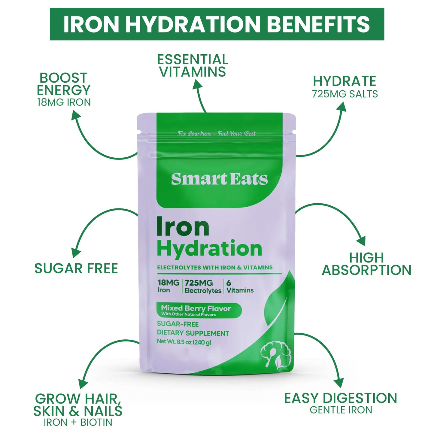 Smart Eats Iron + Electrolyte Powder 8.5 oz