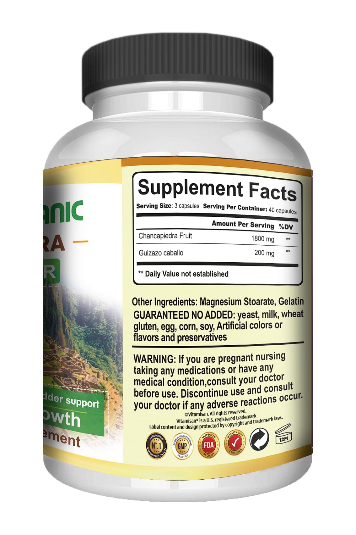 VITAMISAN Chanca Piedra Kidney Stone Support Capsules, 120 Count