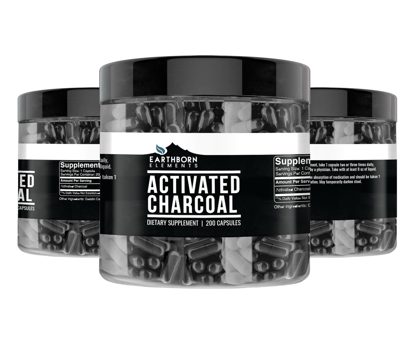 Earthborn Elements Activated Charcoal Capsules, 200 Capsules
