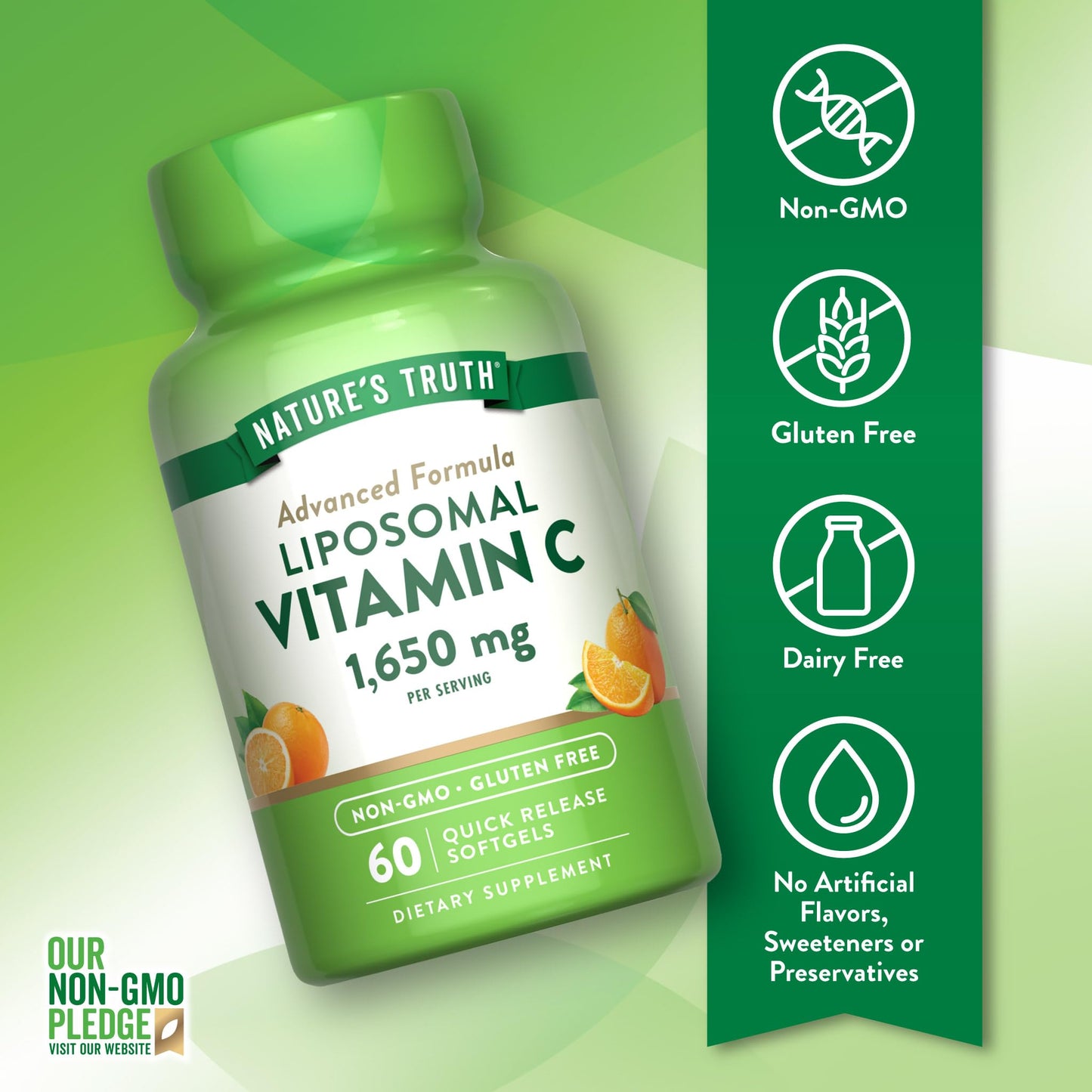 Nature's Truth Liposomal Vitamin C 1650mg Softgels 60 Count