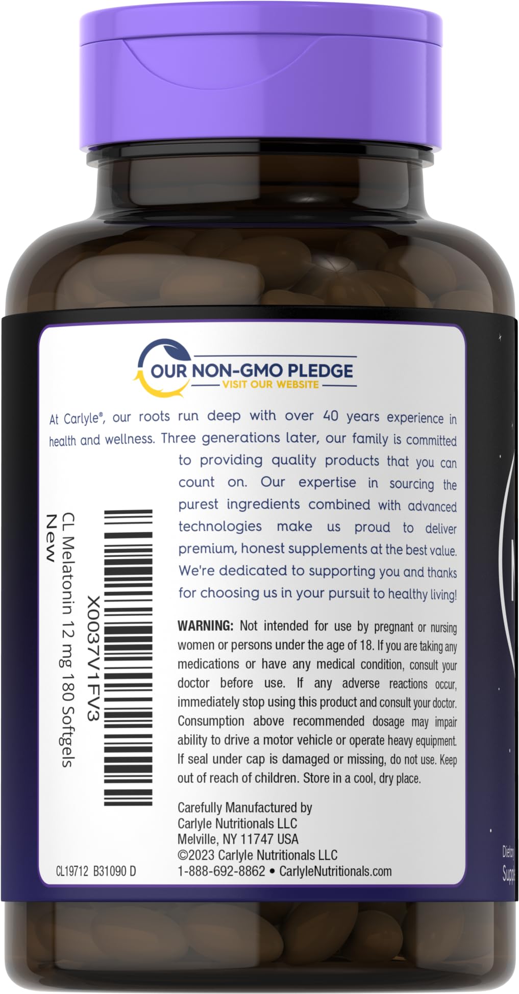 Carlyle Melatonin 12 mg Softgel Capsules, 180 Count