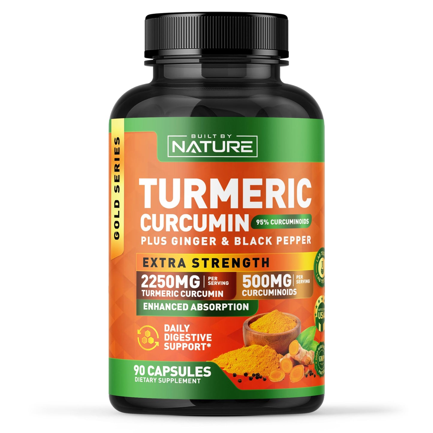 Built by Nature Turmeric Curcumin 2250mg, 90 Capsules