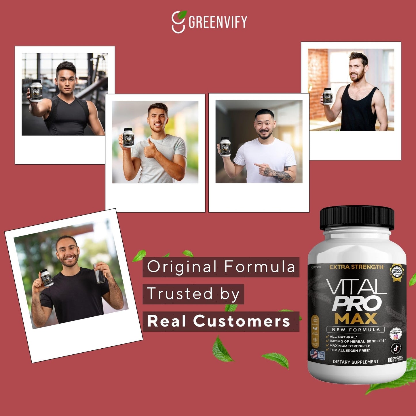 GREENVIFY Vital Pro Max Maca Root Dietary Supplement Capsules, 60 Count