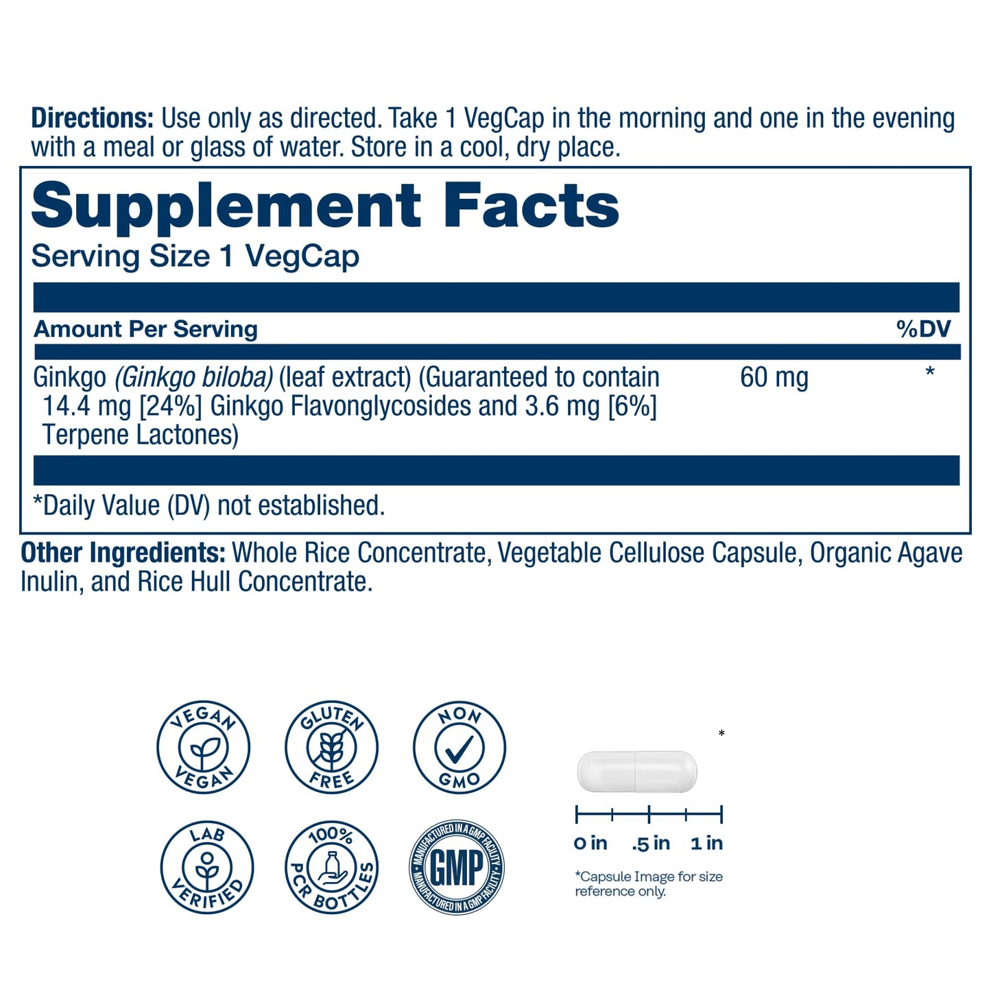 Solaray Ginkgo Biloba Extract Vital Extracts Brain Supplement Capsules - 60 Capsules