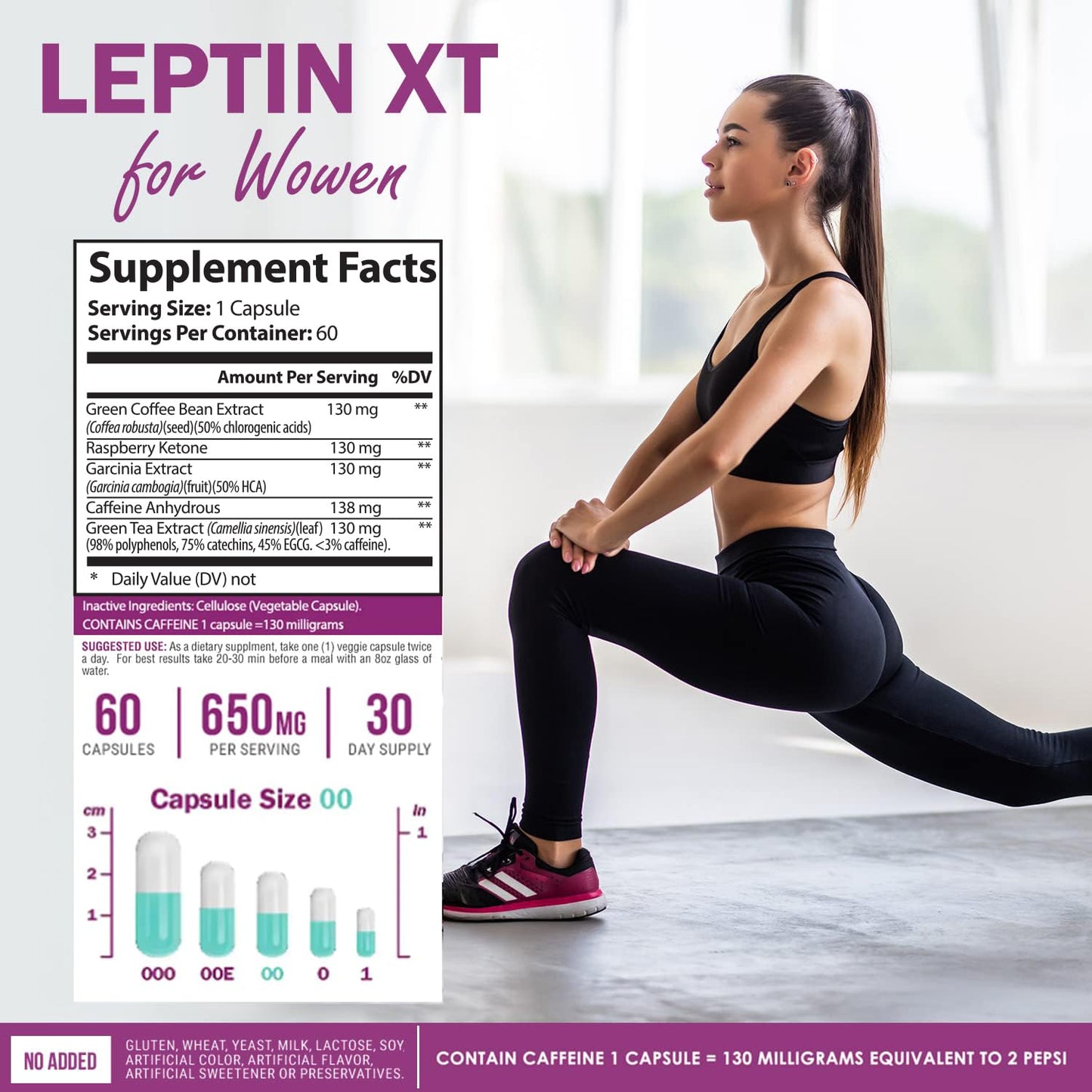 NatureGenX LeptinXT for Women – Weight Management with Green Coffee Bean, Garcinia & Green Tea Extract Capsules, 60 Count