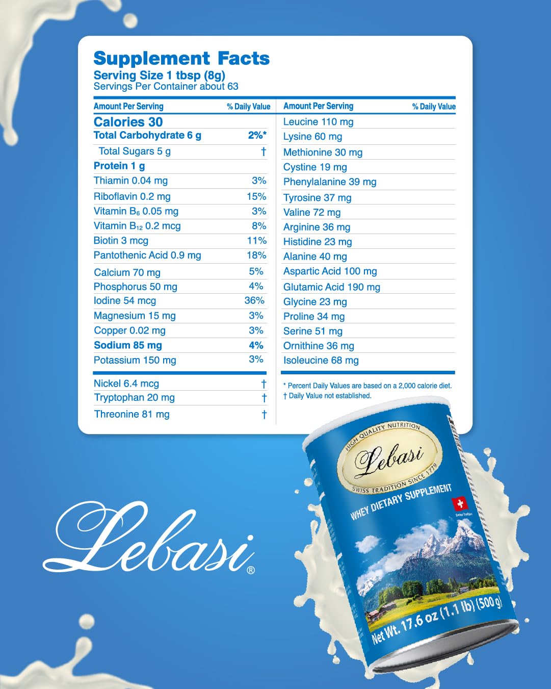 LEBASI Whey Protein Powder 17.63 oz