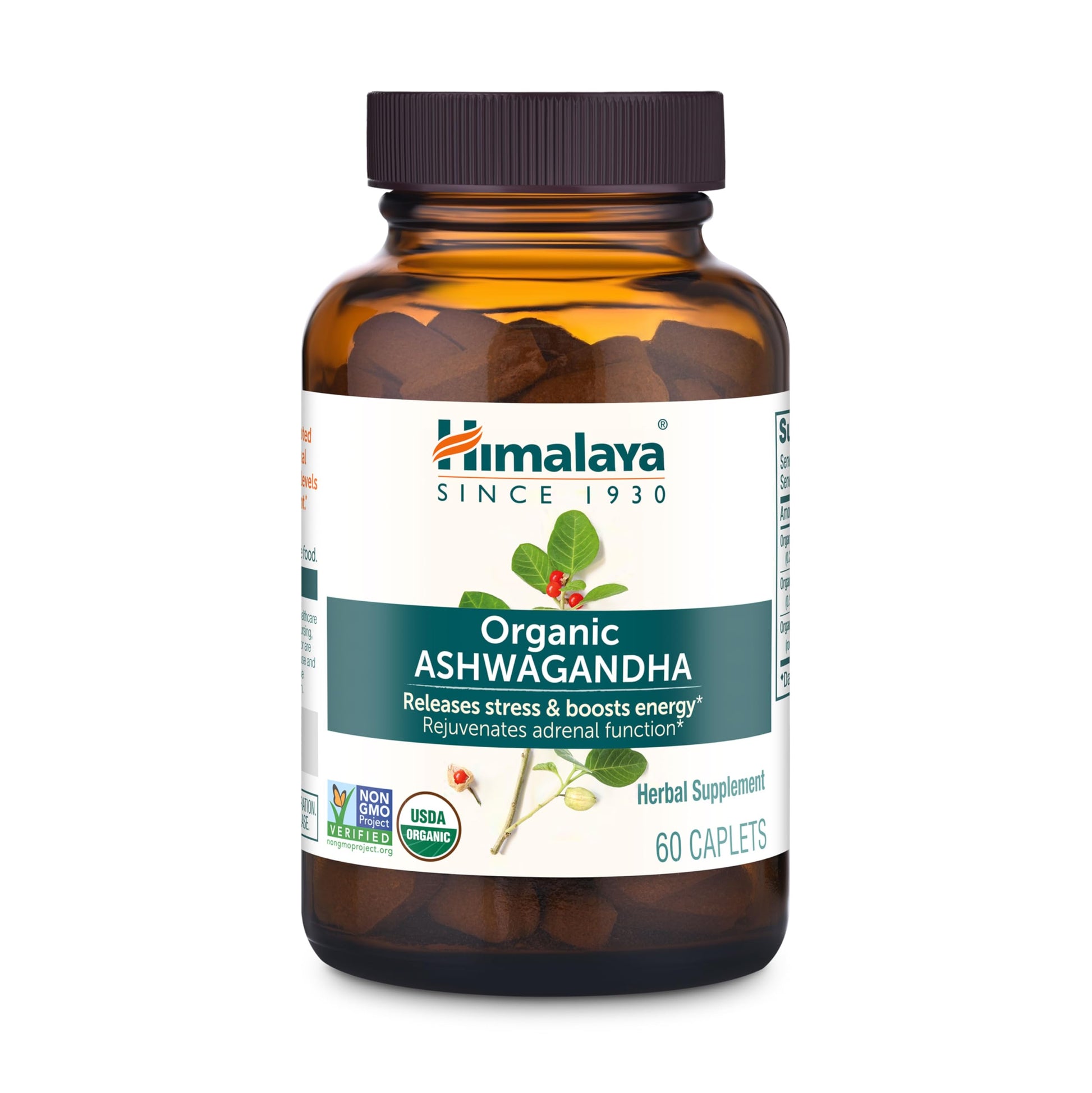 Himalaya Organic Ashwagandha Root Caplets, 60 Count
