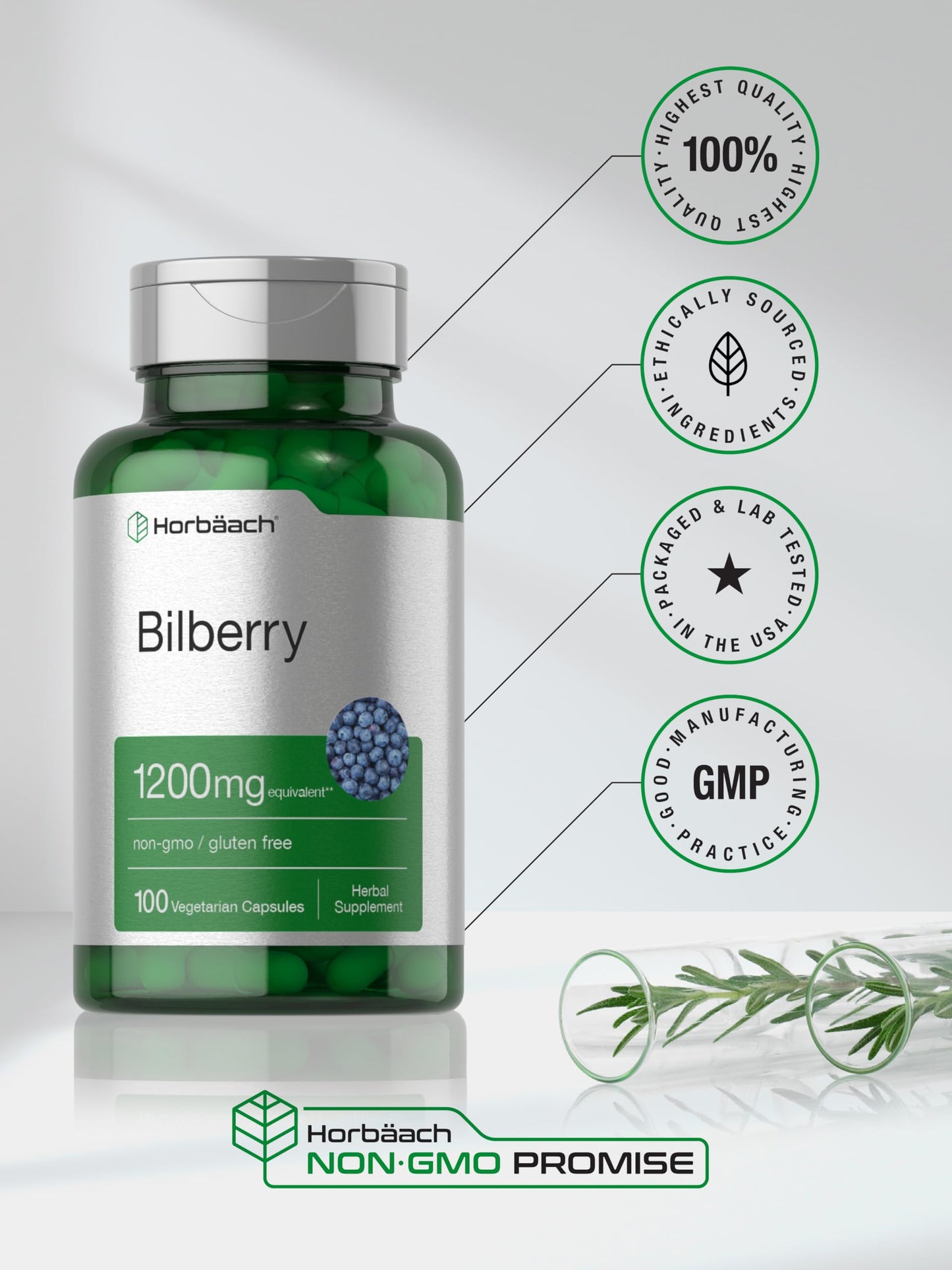 Horbäach Bilberry Fruit Extract Capsule, 100 Capsules