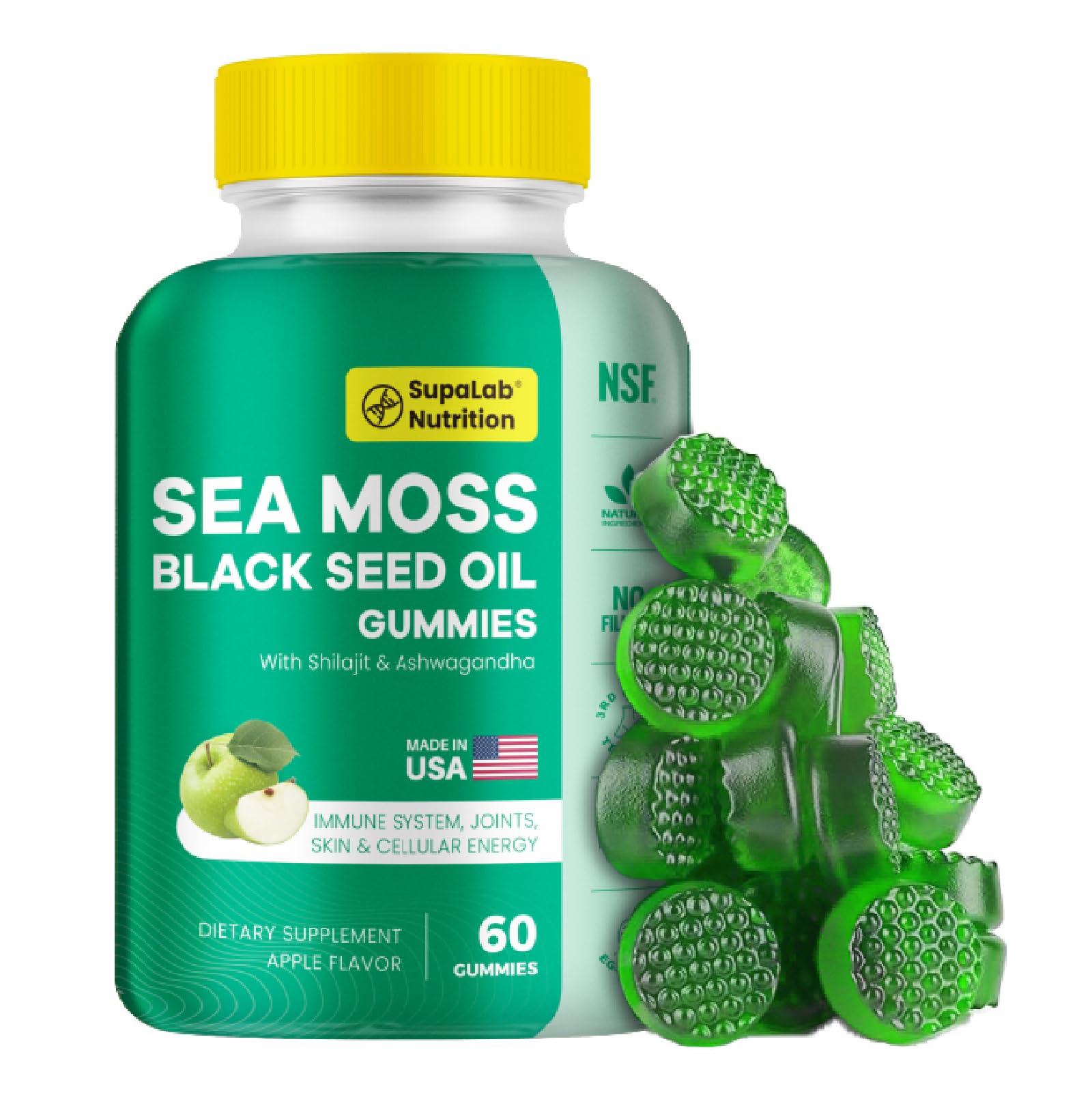 MEGNETA Sea Moss Gummis with Shilajit, Ashwagandha & Astaxanthin - 60 Gummis