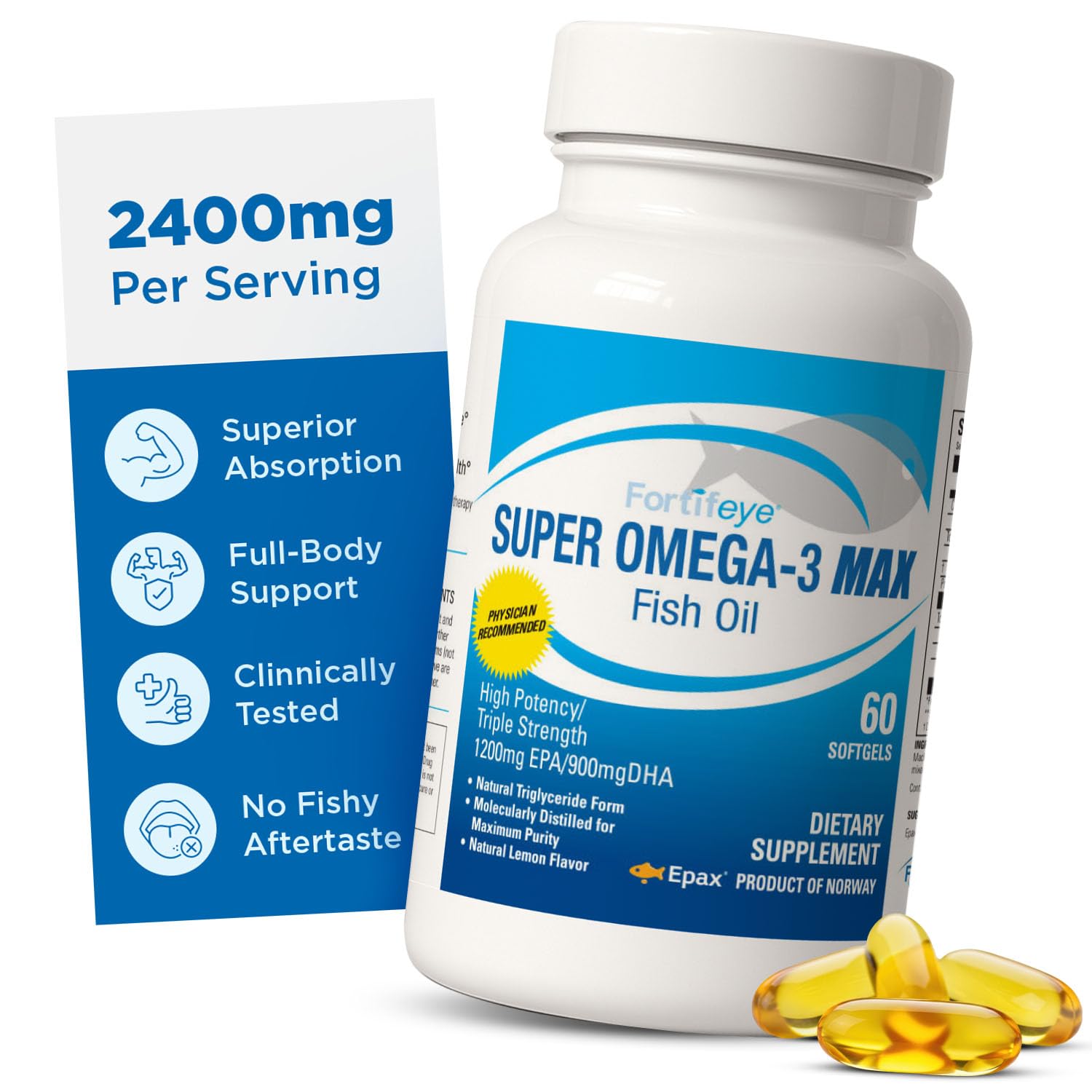 Fortifeye Vitamins Super Omega-3 Max Fish Oil Softgel 60 Count