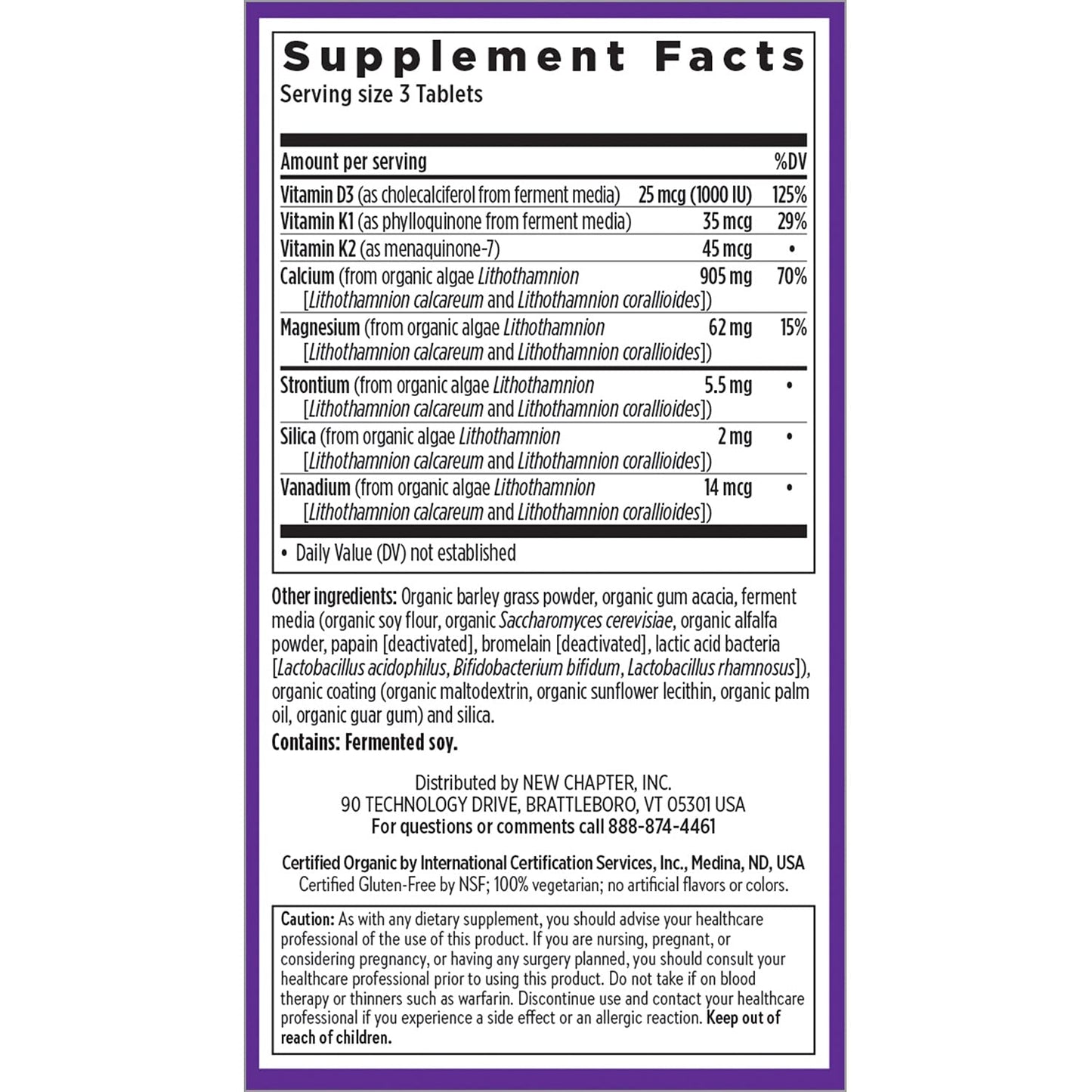 New Chapter Calcium Supplement - Bone Strength Whole Food Calcium with Vitamin K2 + D3 + Magnesium Tablet 90 Count