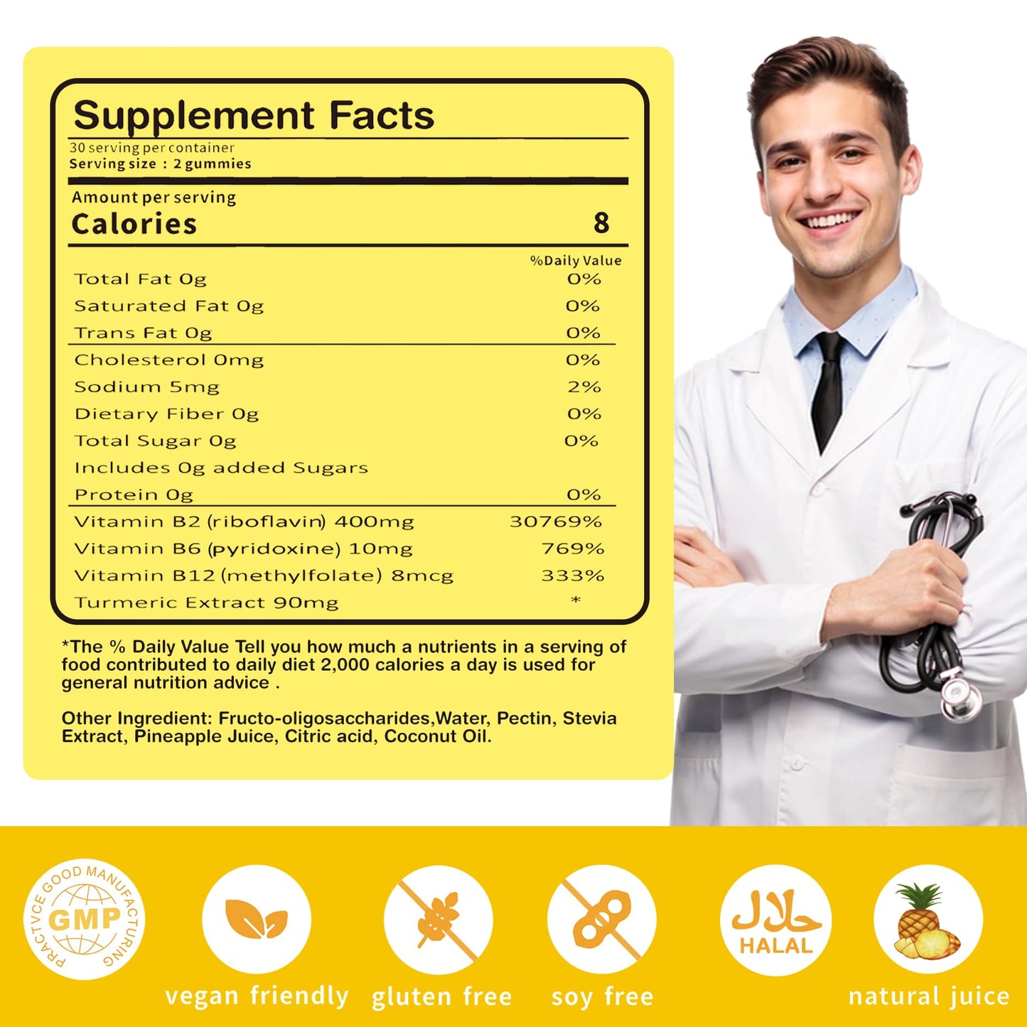 INSPIRELIFE ABC Vitamin B2 Gummies Riboflavin 400mg, 60 Count