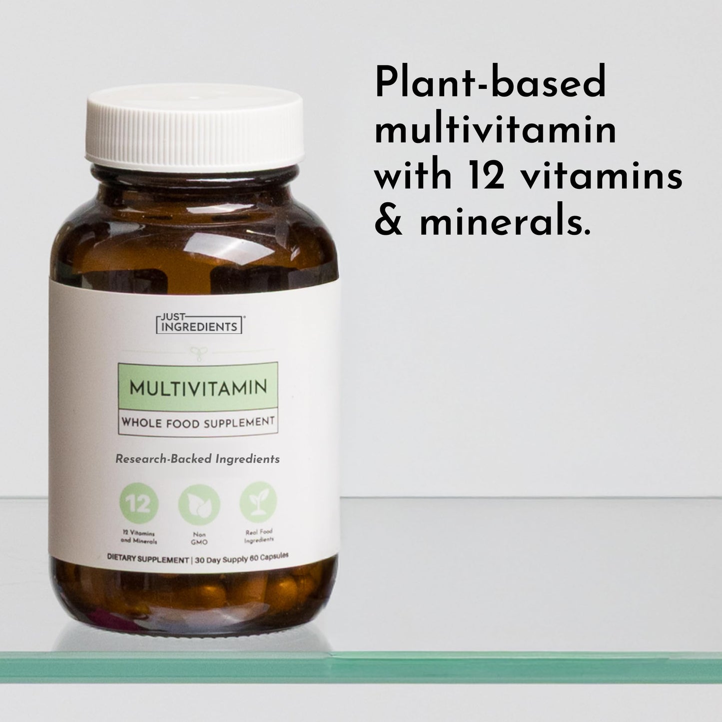 JUST INGREDIENTS Multivitamin - Plant-Based for Muscle & Immune Support, 60 Capsules