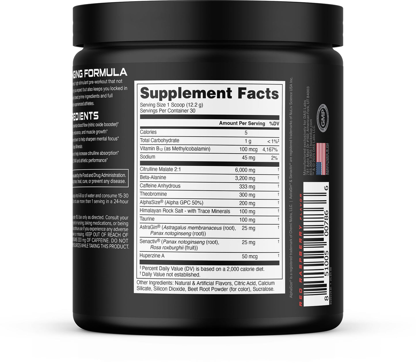 Bucked Up Woke HIGH STIM Pre Workout Powder Blood Raz 12.91 Ounce