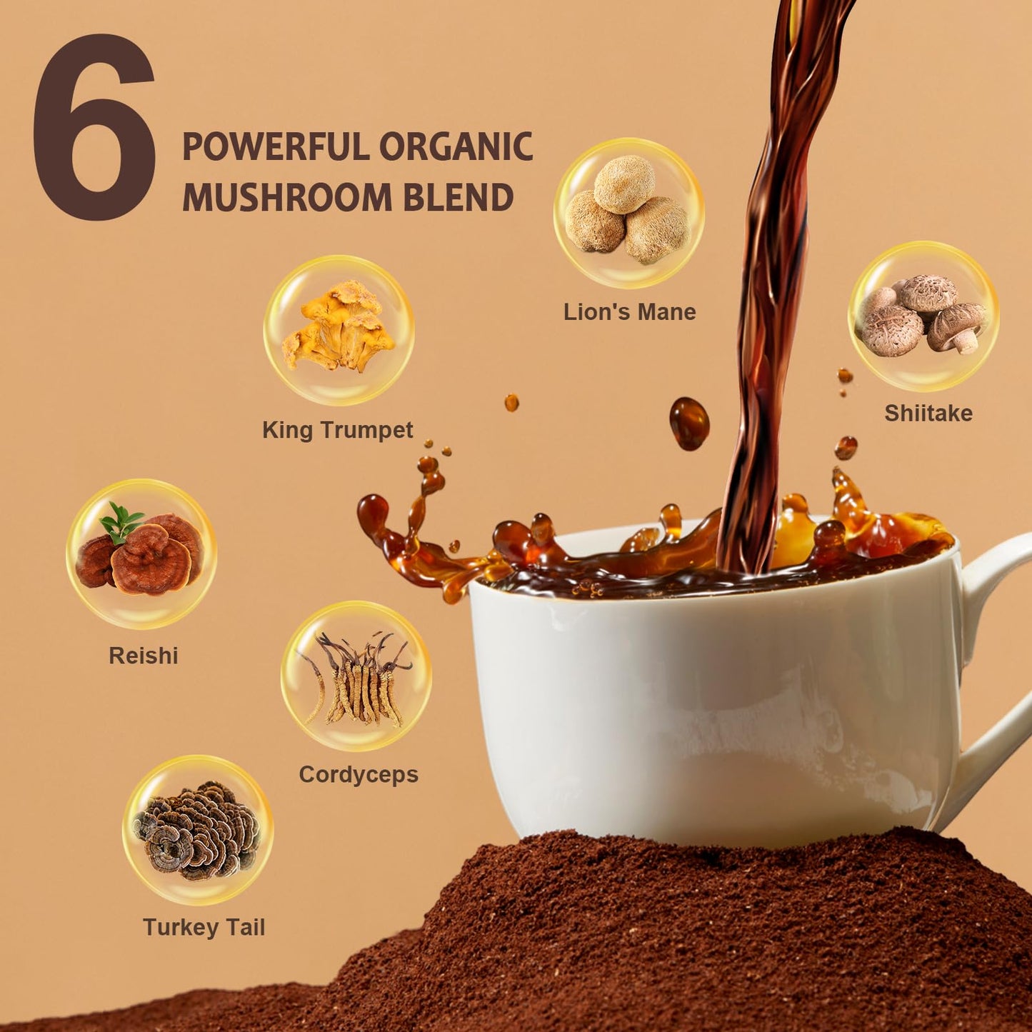 ZOAAD Mushroom Coffee Powder, 6.35 oz