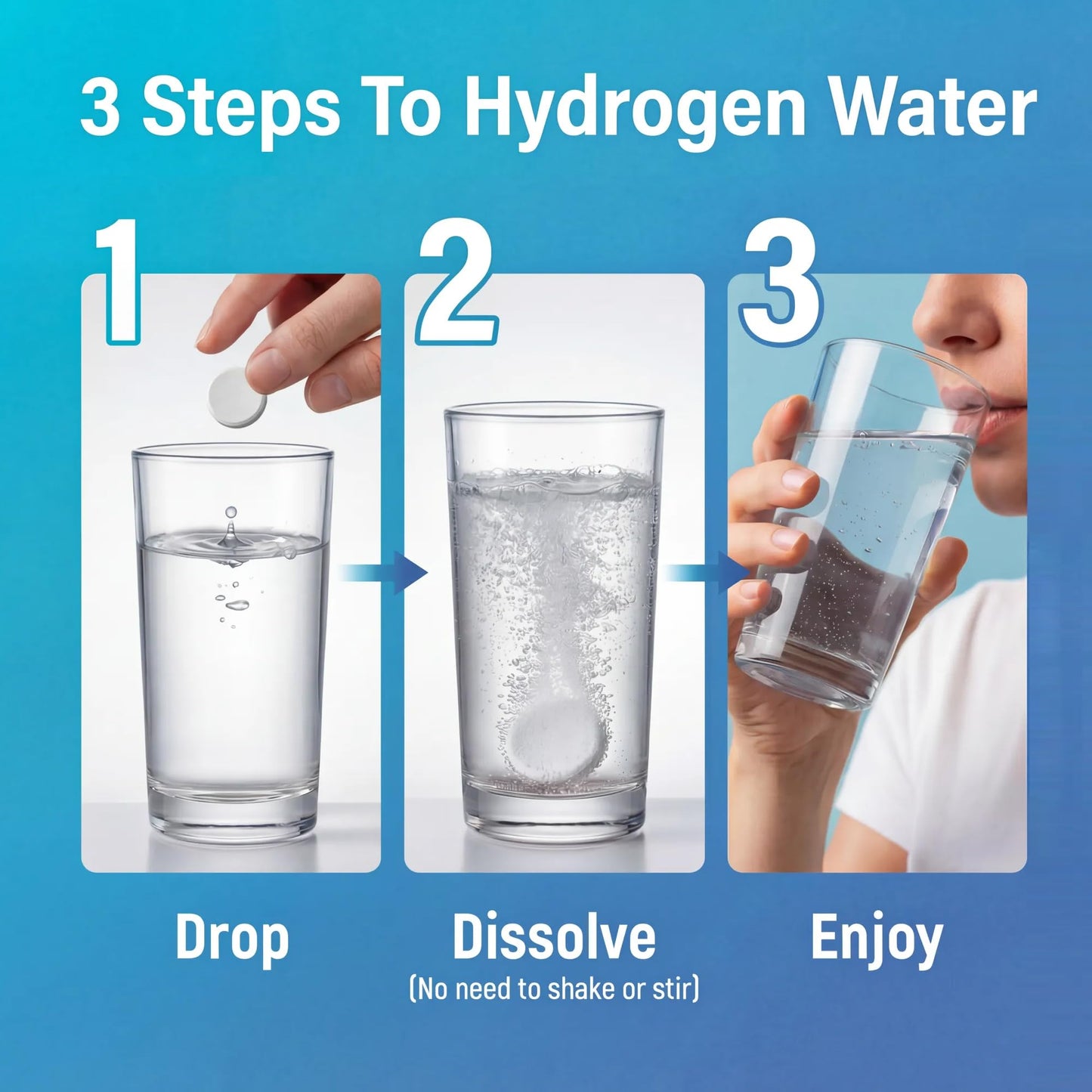 Hekeauo Hydrogen Water Tablets with Magnesium 12PPM H2 Molecular Hydrogen Tablets for Drinking Water, 60 Tablets