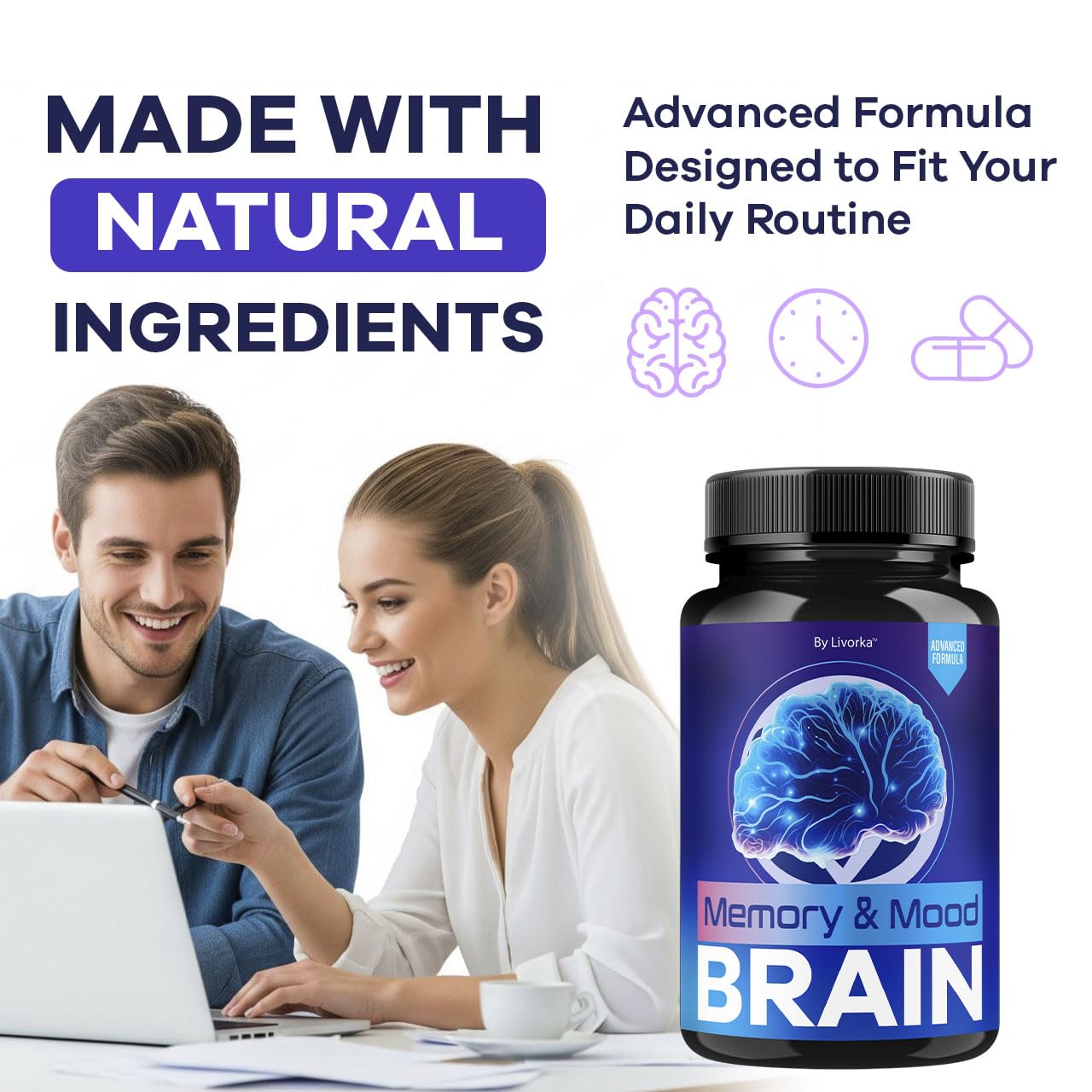 LIVORKA Memory Mood and Brain Capsules, 60 Count
