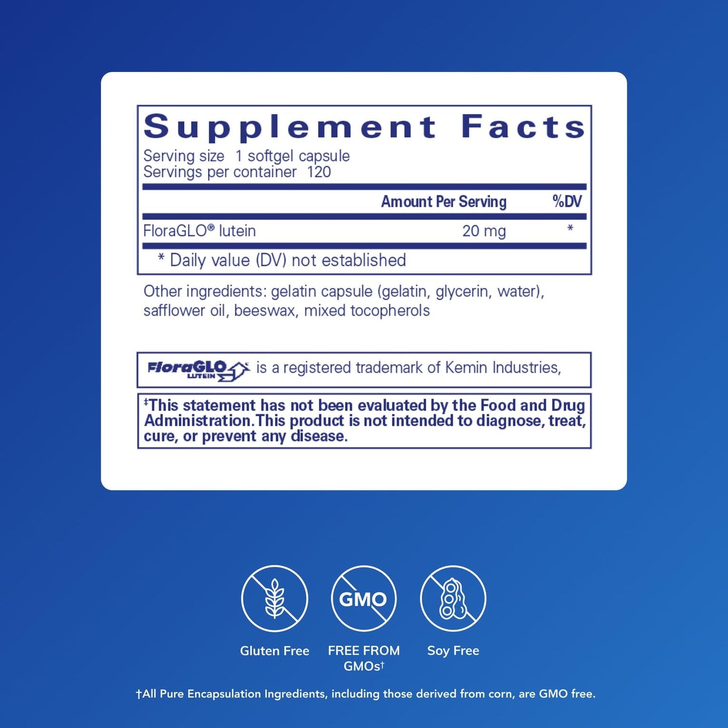 Pure Encapsulations Lutein 20 mg Softgel 120