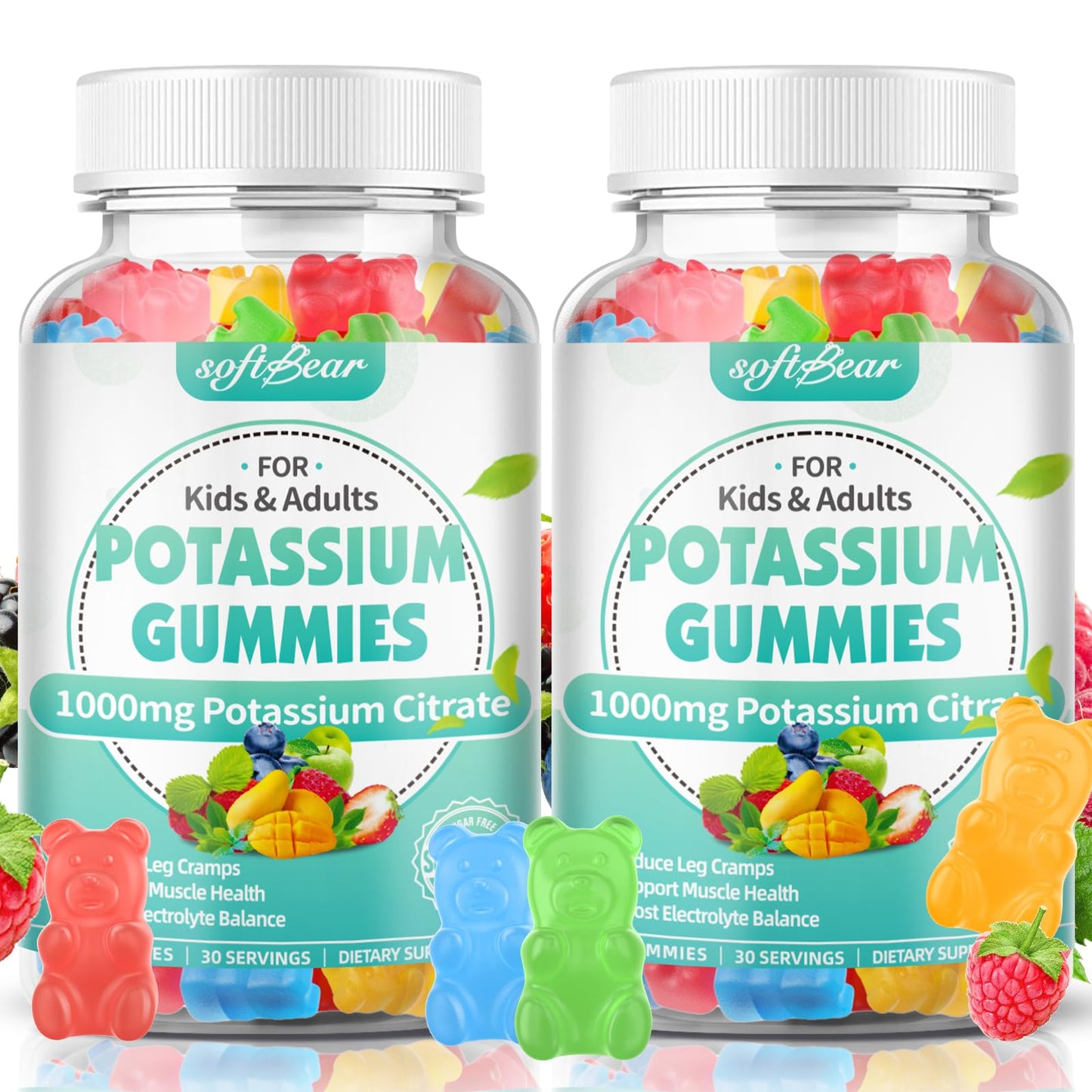 Softbear Potassium Citrate Gummies High Potency 1000mg, 120 Gummies