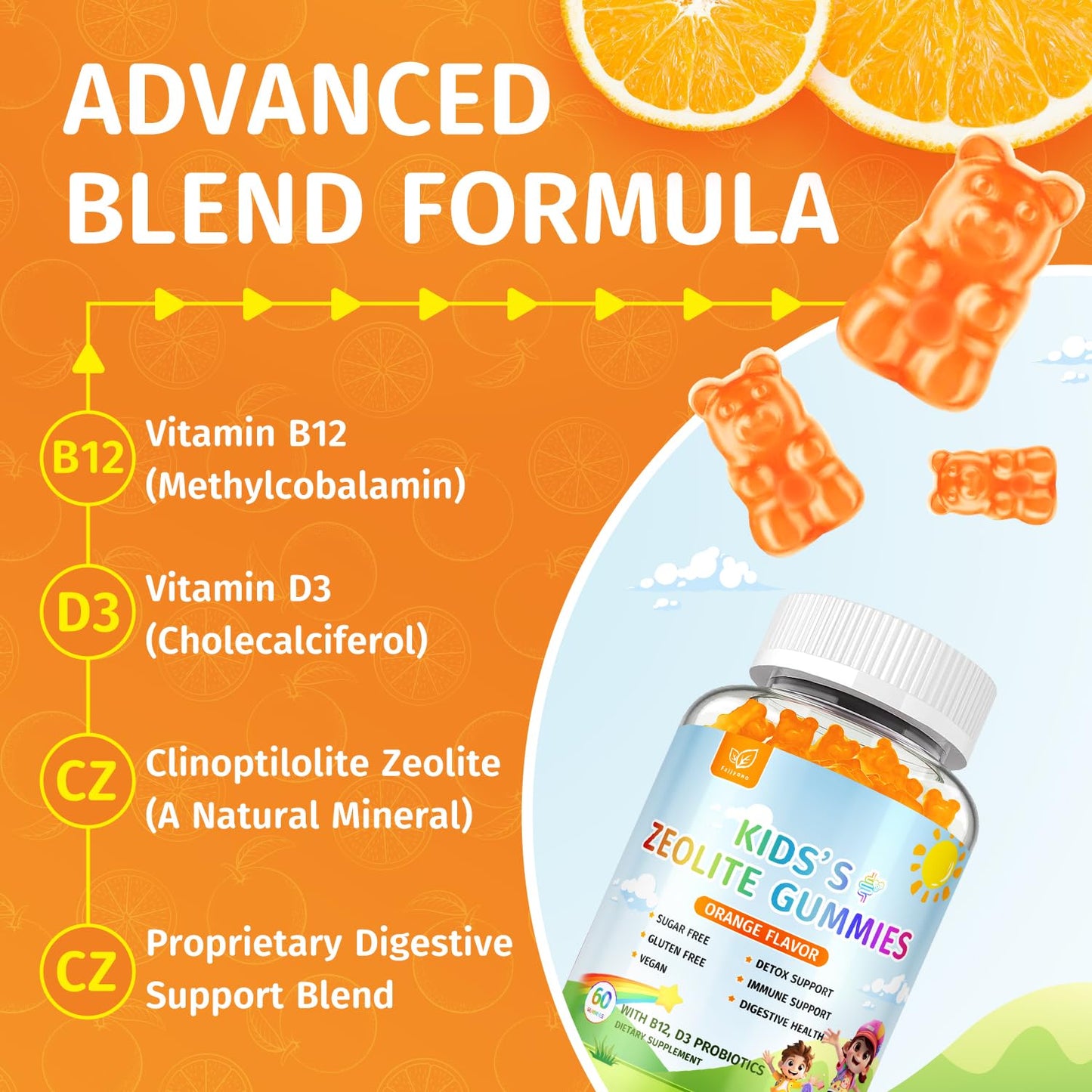 Fzjjyana Zeolite Gummies for Kids, Pure Natural Zeolite Clinoptilolite, 120 Gummies