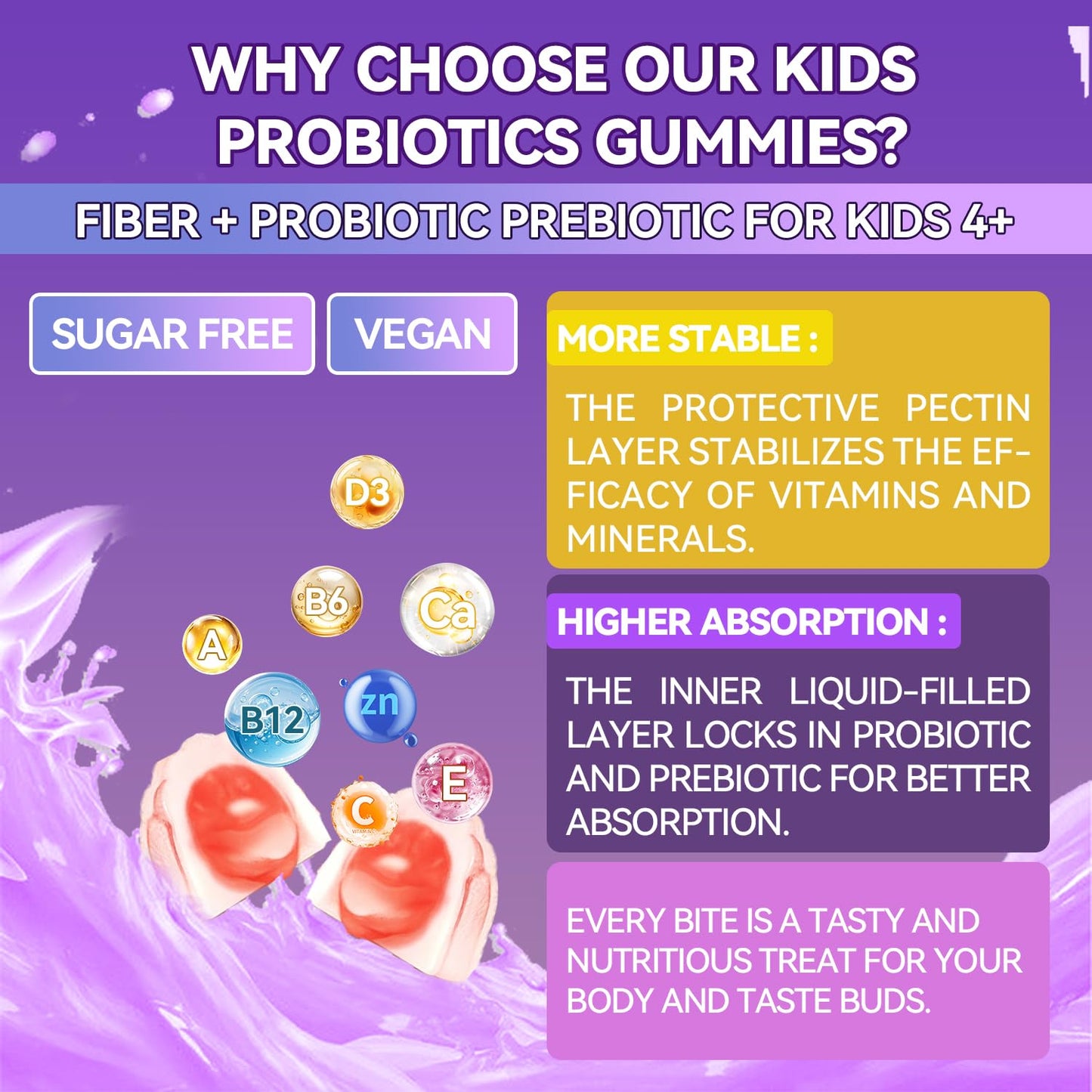 Crasye Kids Probiotic + Prebiotic Fiber 5G Gummies, 60 Gummies