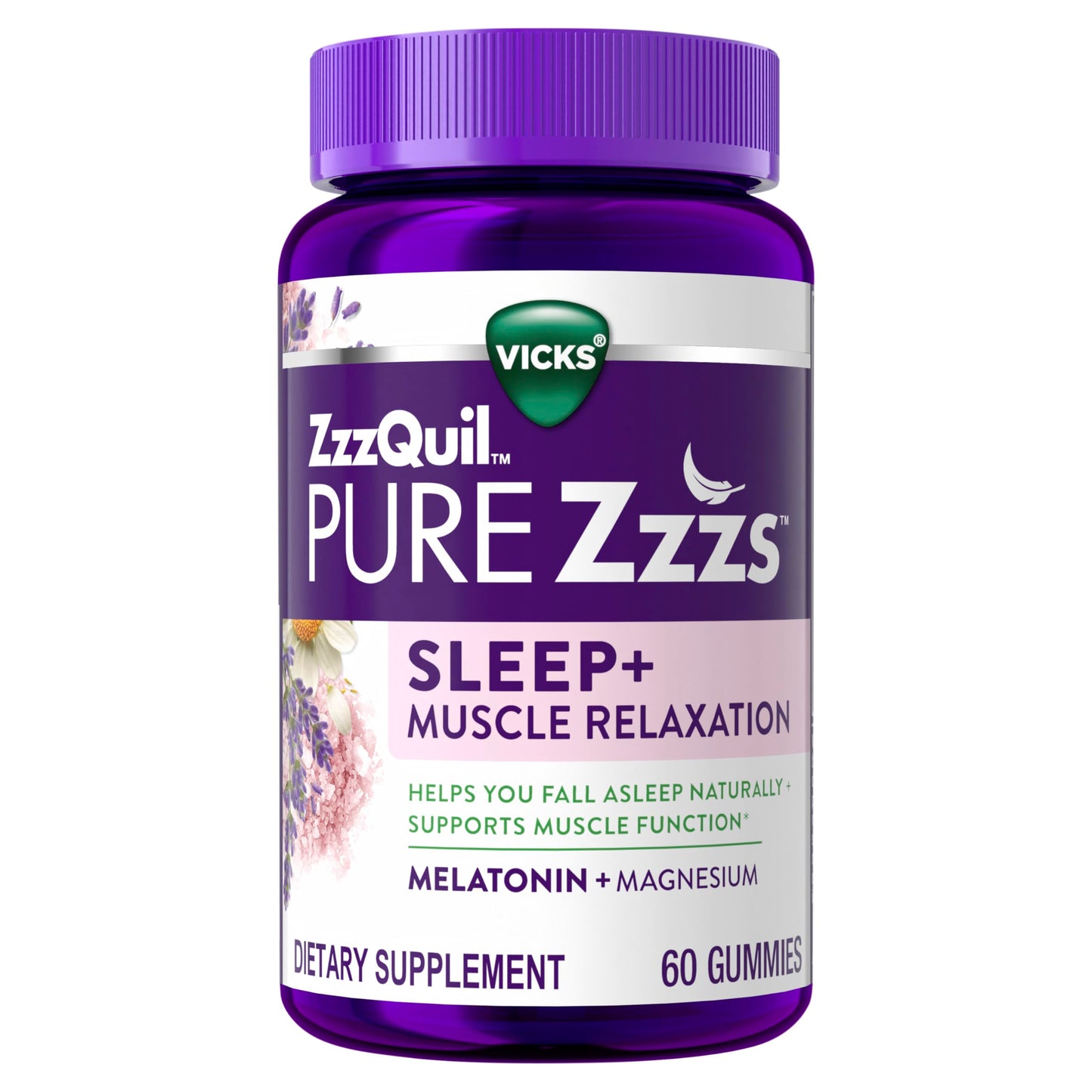 ZzzQuil Pure Zzzs Muscle Relaxation Melatonin Sleep Aid Capsules, 60 Capsules