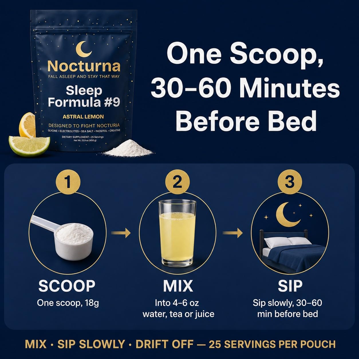 Nocturna Sleep 9 Formula with Glycine + Myo-Inositol Powder 15.9 oz