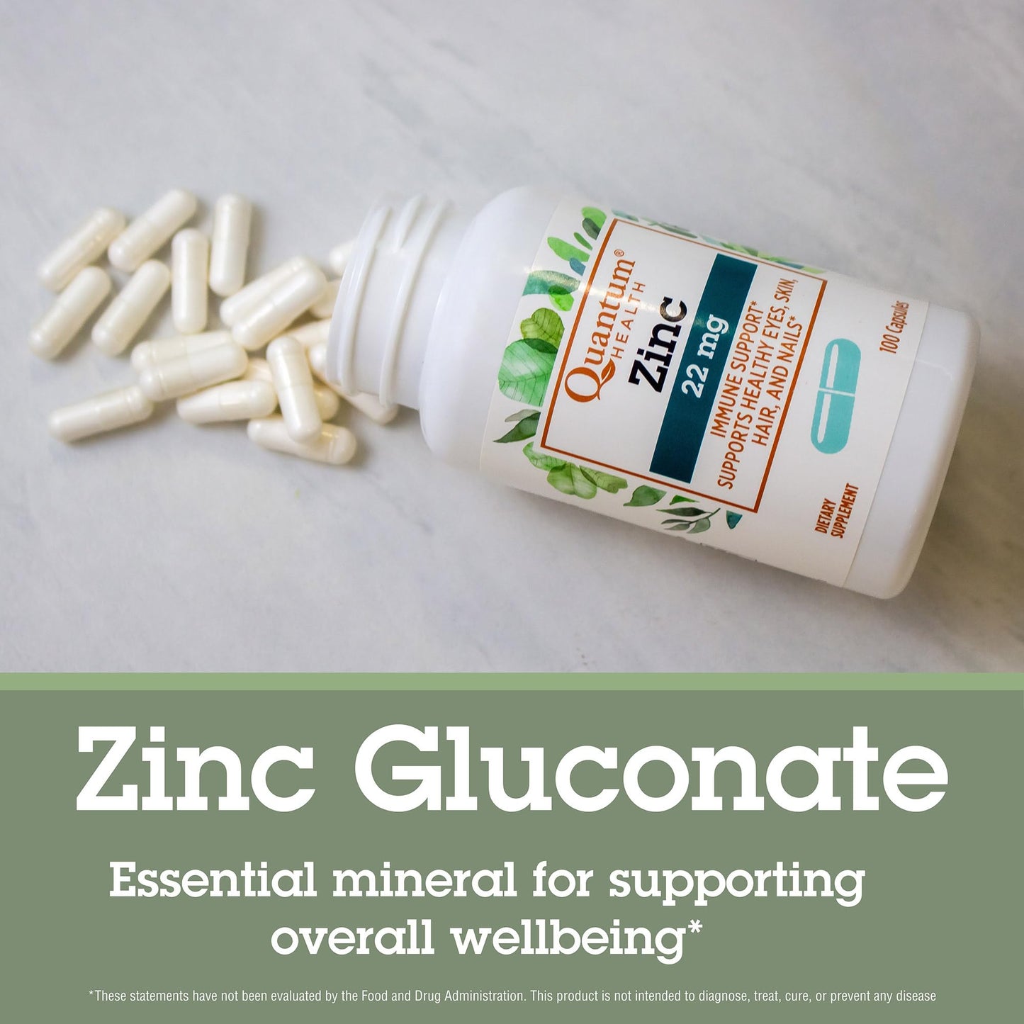 Quantum Zinc Gluconate 22mg Capsule, 100 Count