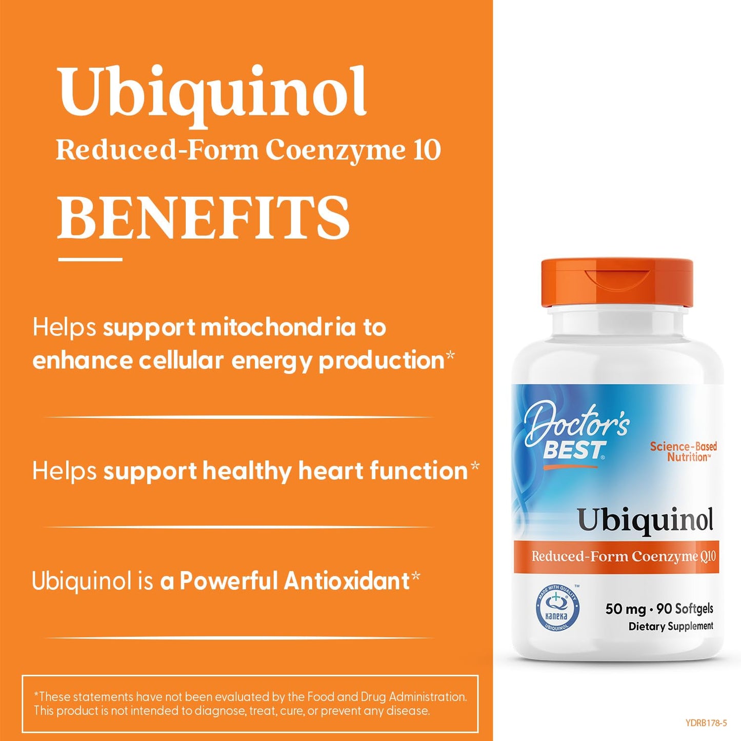Doctor's Best Kaneka Ubiquinol 50 mg CoQ10 Softgels, 90 Count
