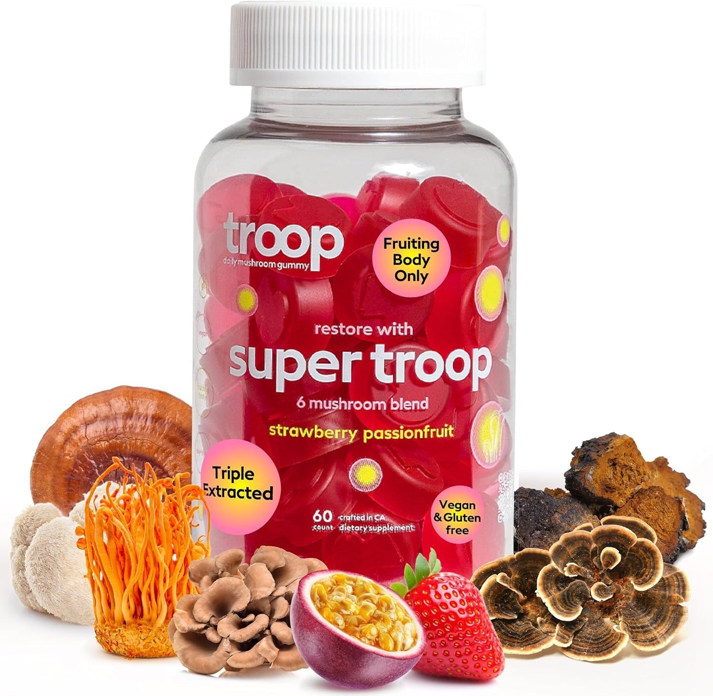 Troop Super 6 Mushroom Gummies 60 Count