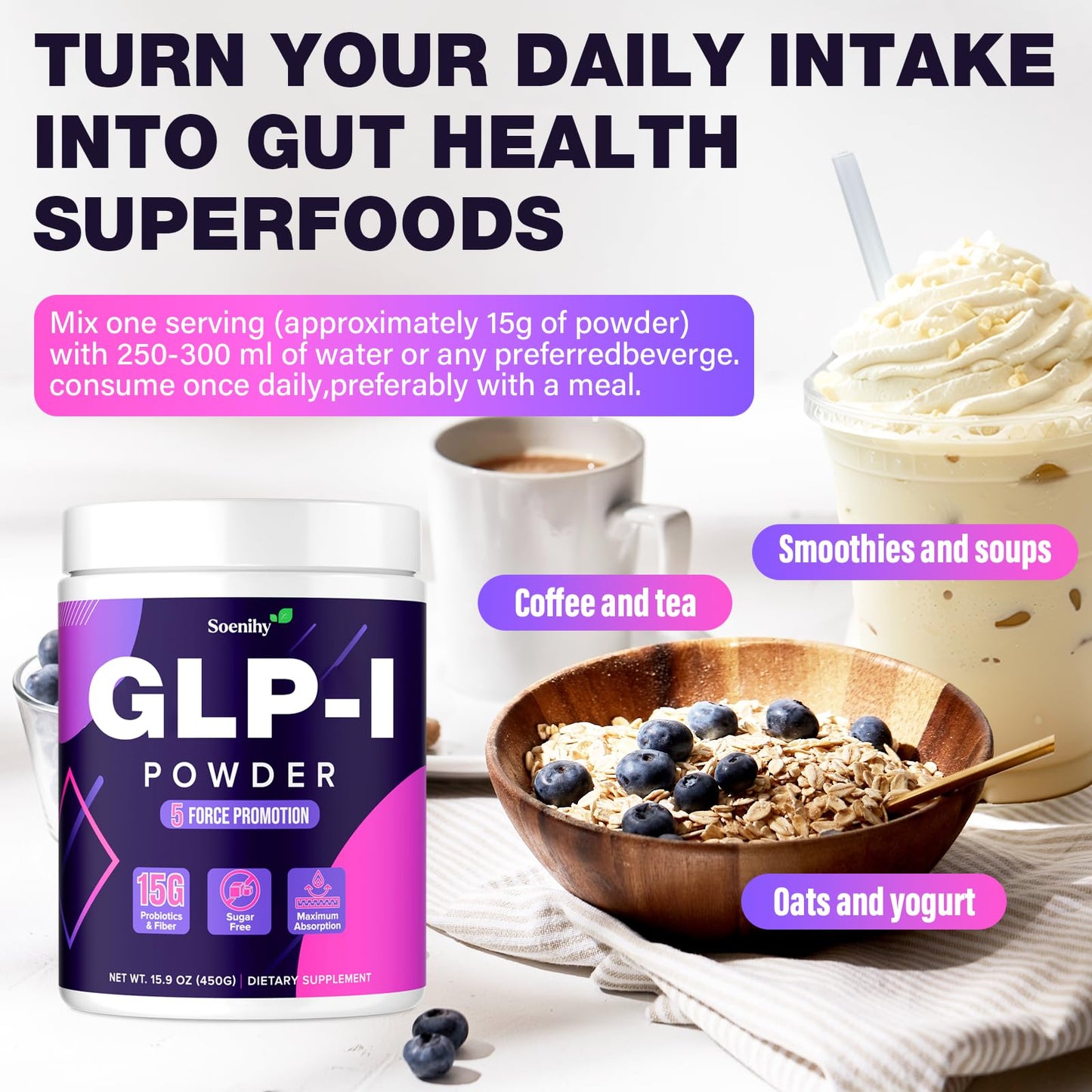 Soenihy GLP-1 Supplement Powder, 15.9 Ounce