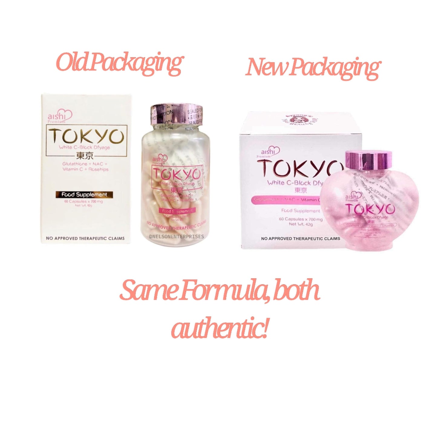 Aishi Premium Tokyo White C-Block Dyfage Glutathione, 60 Capsules