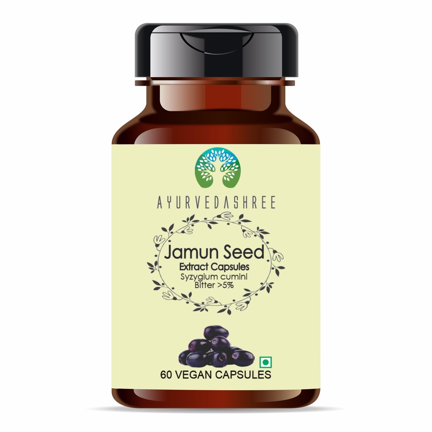 AYURVEDASHREE Jamun Seed 500mg Capsule, 60 Count
