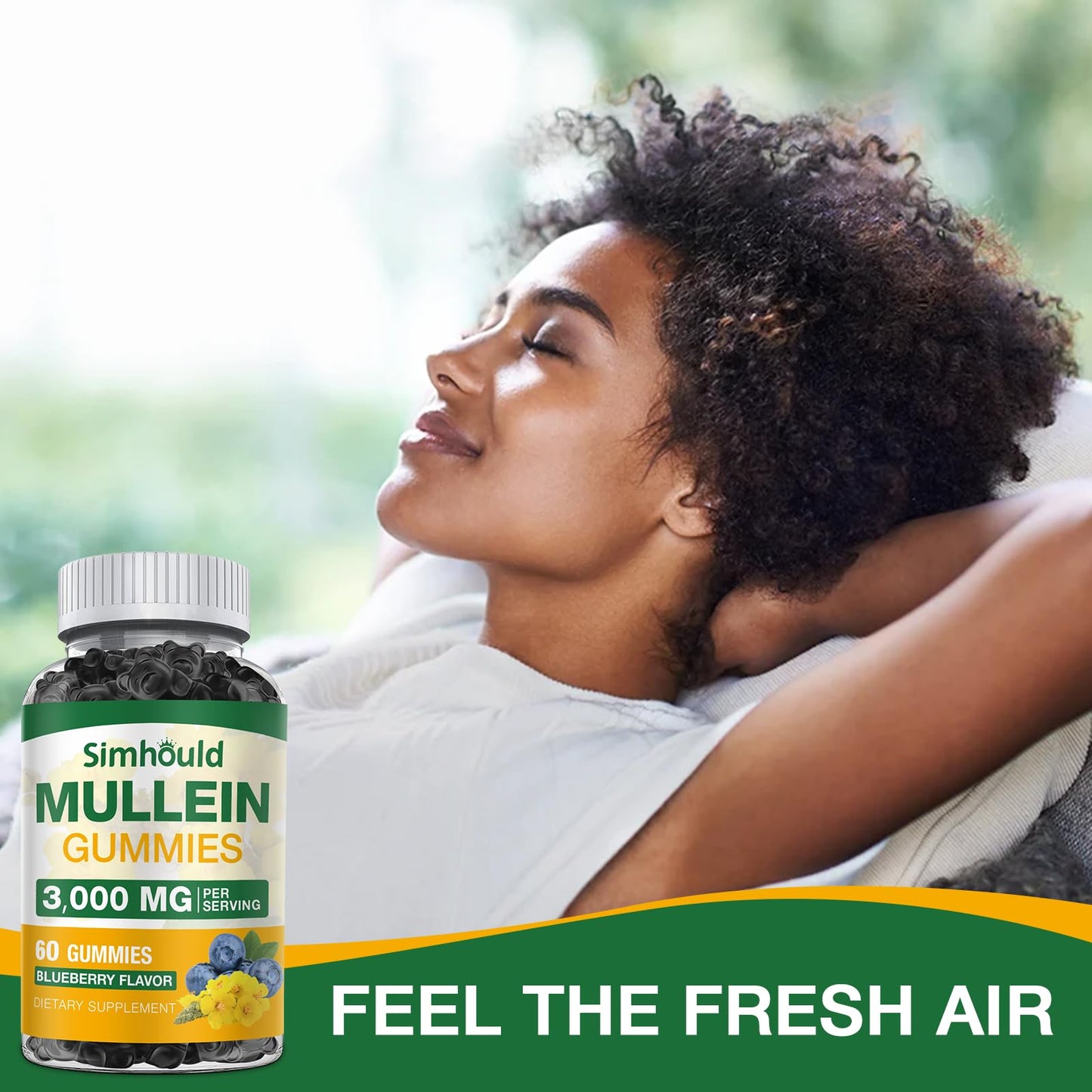 Simhould Mullein Gummies Sugar Free 3000MG Gummy 1 Pack