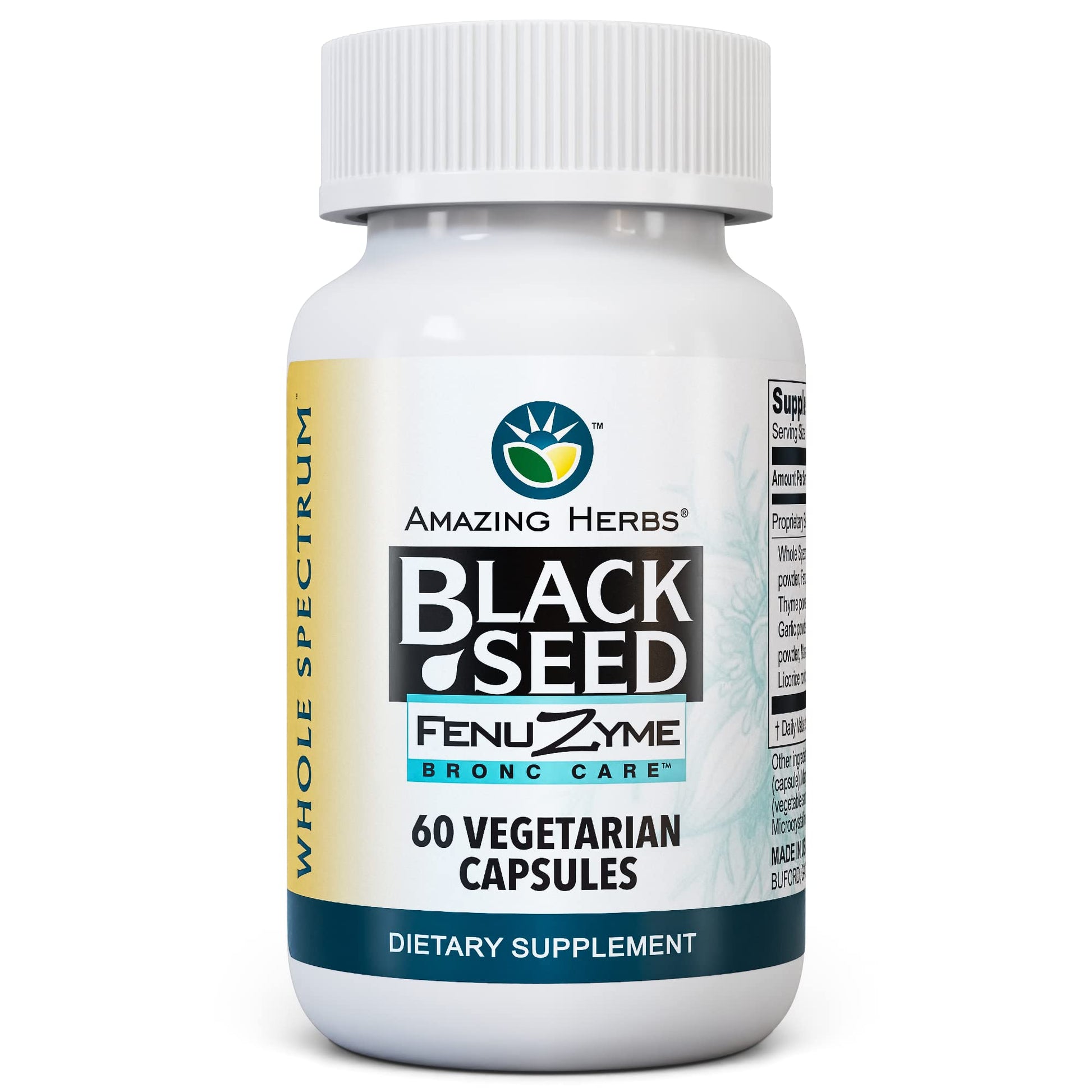 Amazing Herbs Black Seed Fenuzume Bronc-Care Capsules, 60 Count