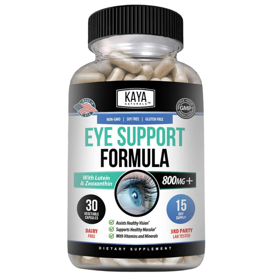 Kaya Naturals Eye Health Supplement with Lutein and Zeaxanthin, Vision Health and Eye Strain Support, 30 Capsules