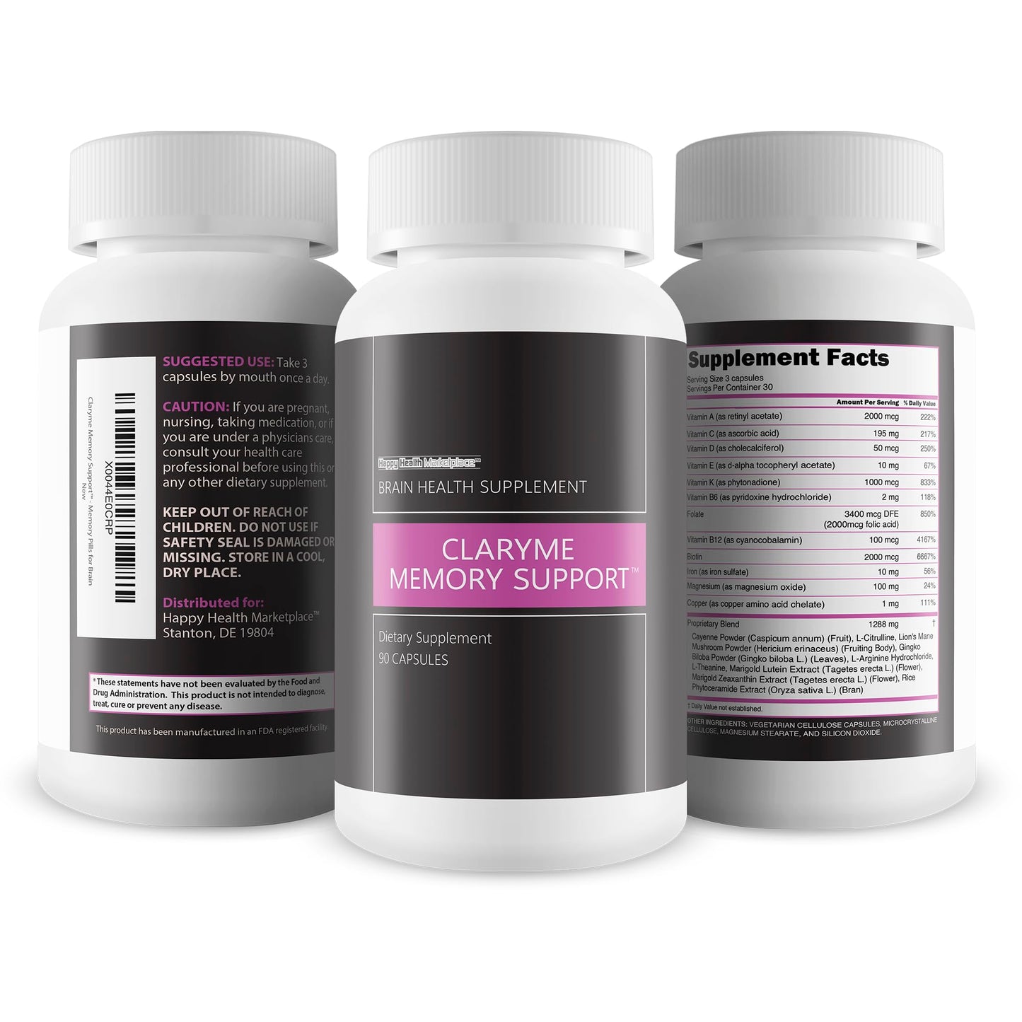 Happy Health Marketplace Claryme Memory Support Capsule 90 Count