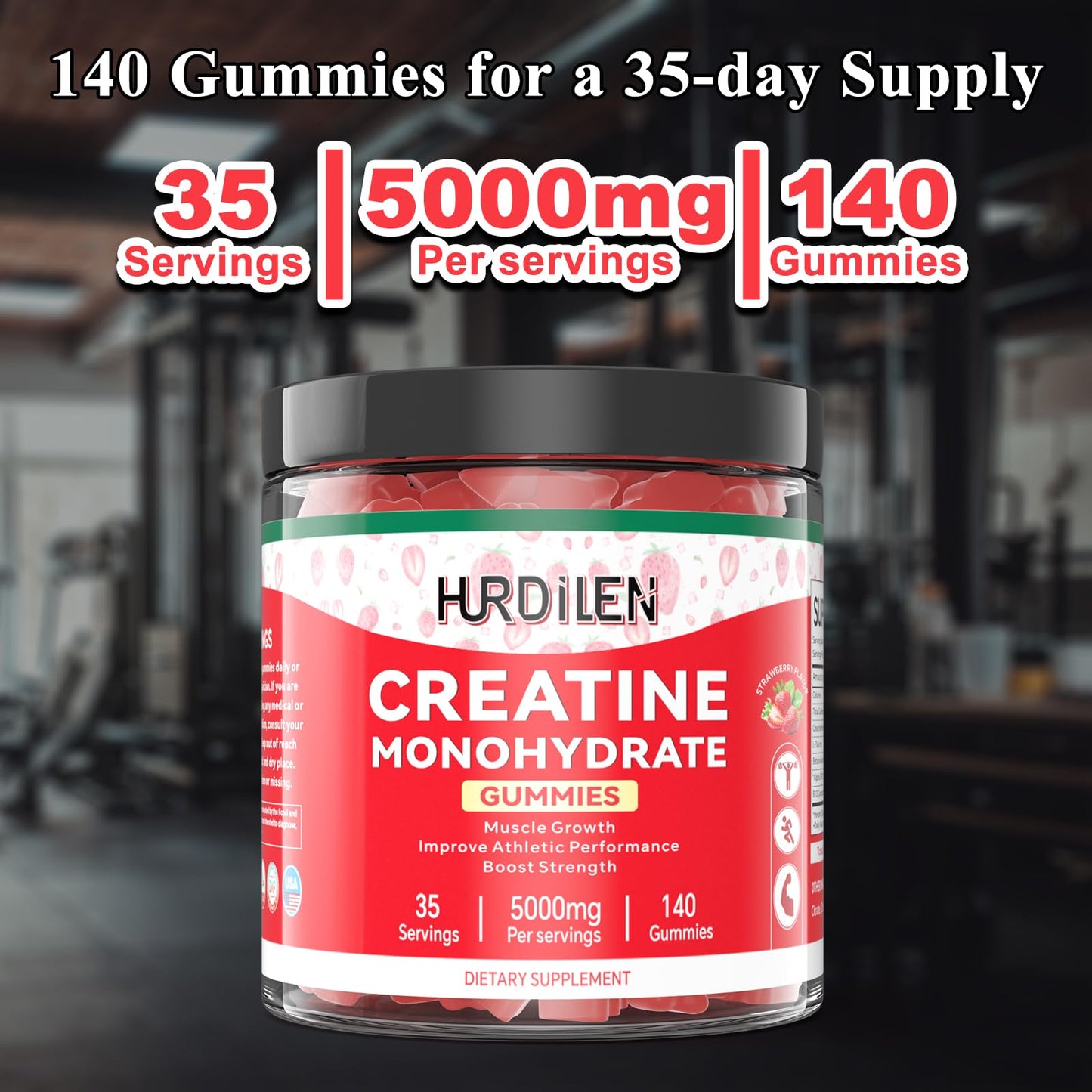 Hurdilen Creatine Monohydrate Gummy 140 Count