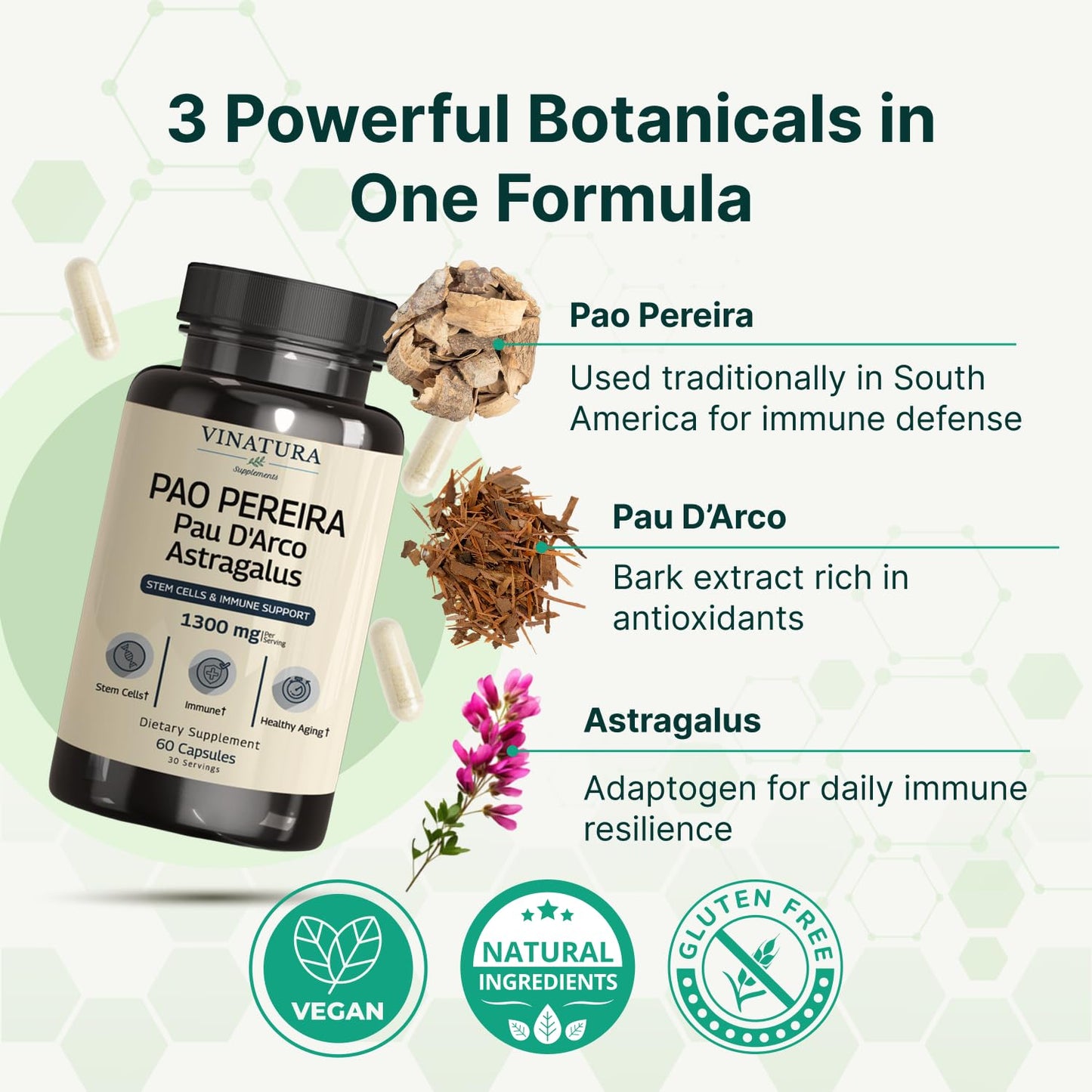 VINATURA Pao Pereira + Pau D'Arco Astragalus Capsules 60 Count