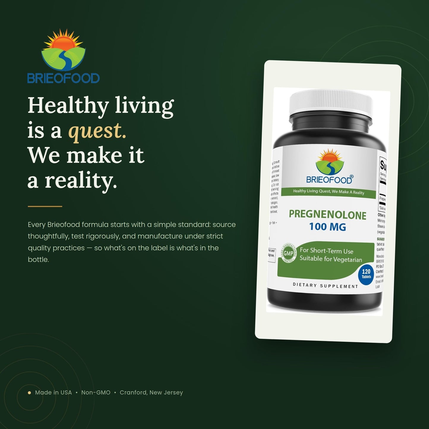 Brieofood Pregnenolone 100 mg Tablet, 120 Tablets