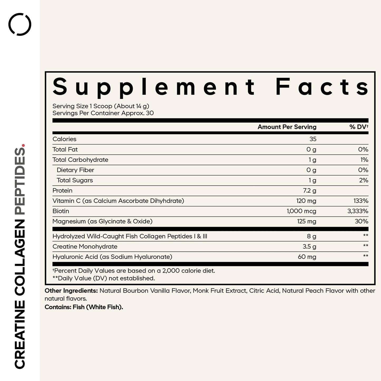 Codeage Creatine Collagen Powder, Marine Collagen, Magnesium, Vanilla, 15 oz