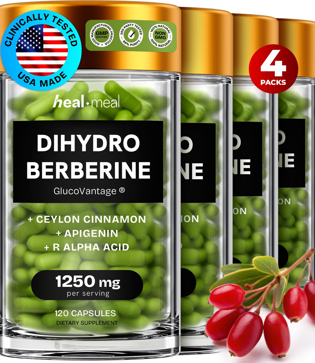 HealMeal Dihydroberberine Supplement Capsules 480 Capsules