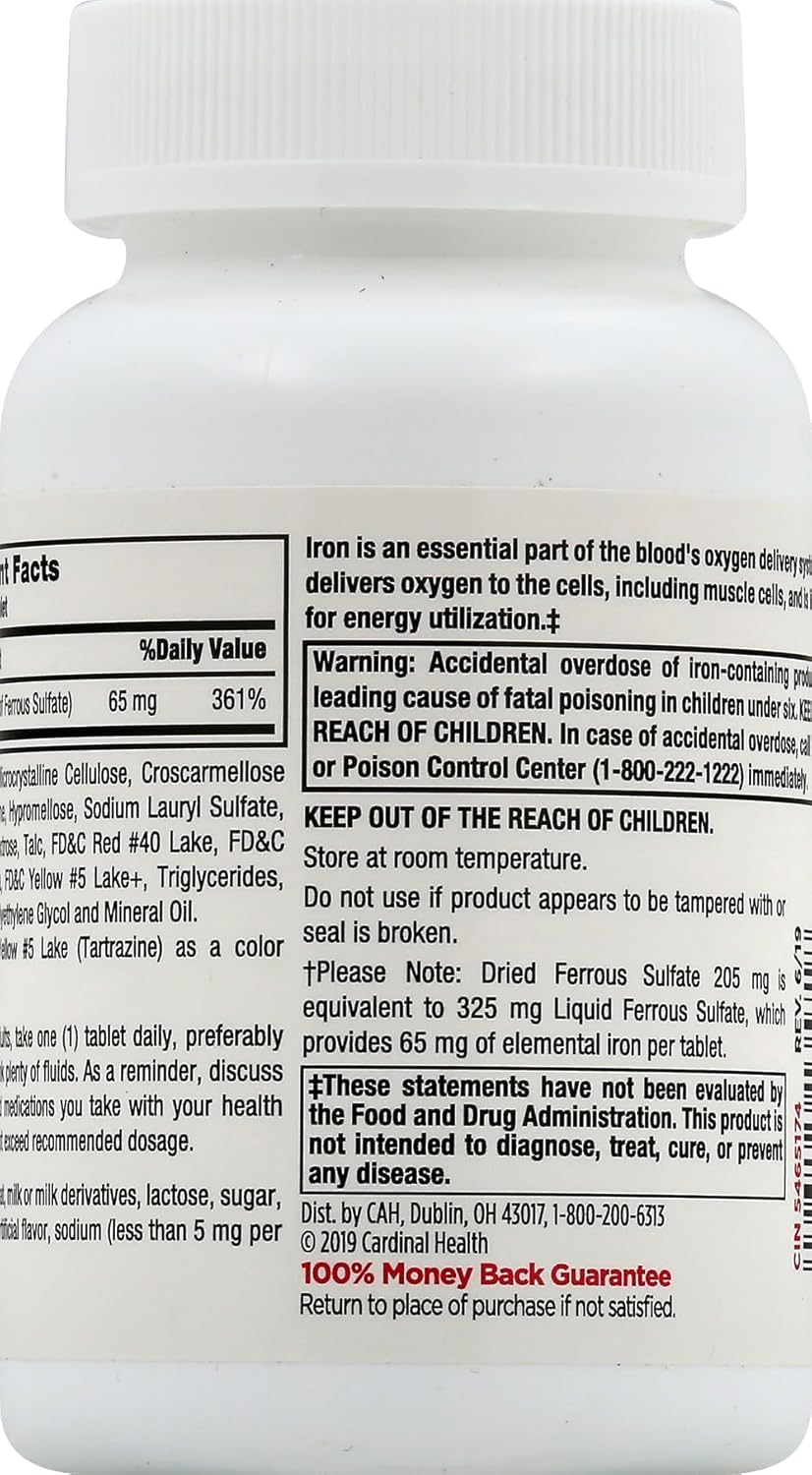 Leader Ferrous Sulfate 65mg Tablets 200 Count