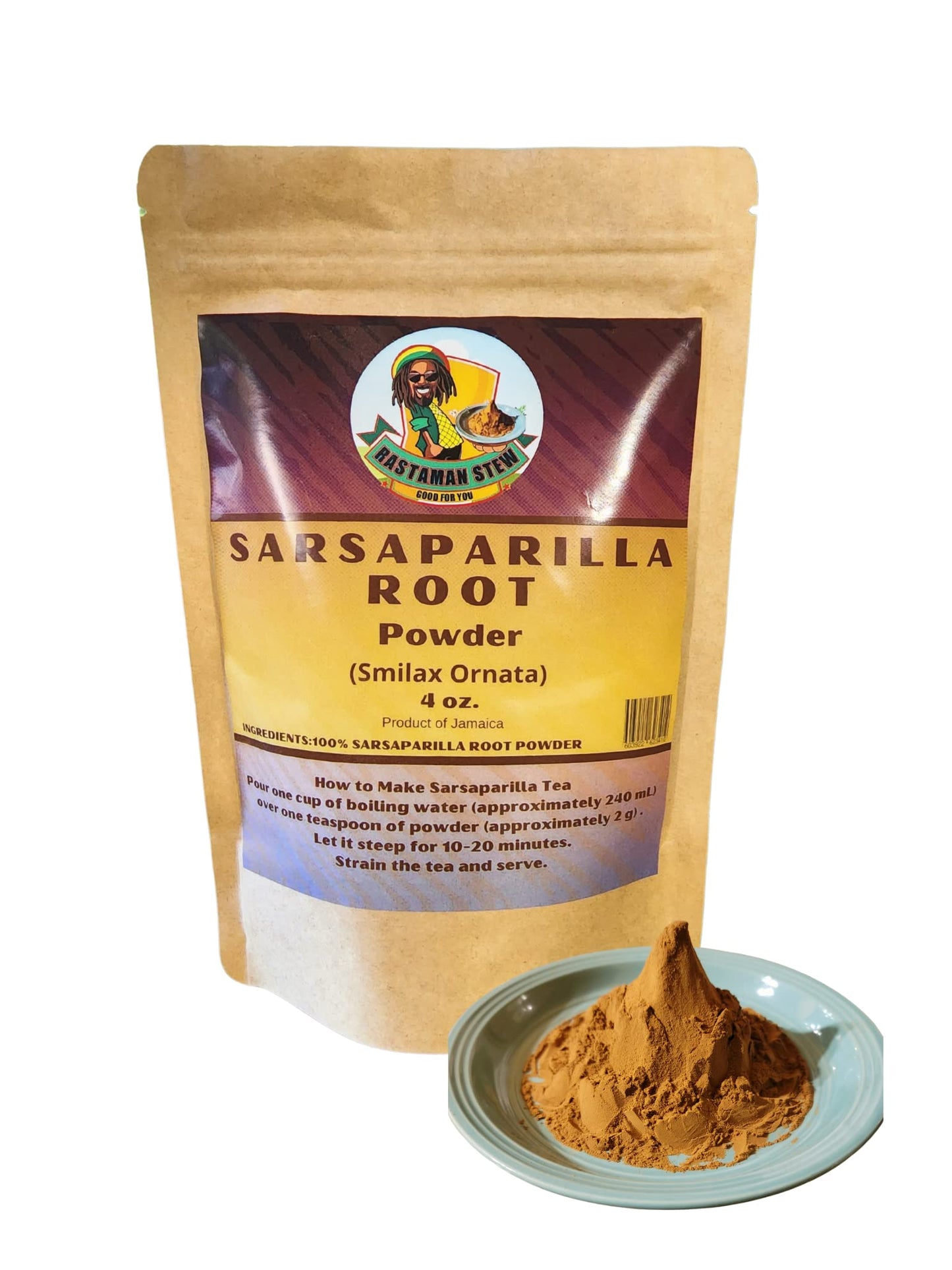 RastaMan Stew Organic Jamaican Sarsaparilla Root Powder 4 oz