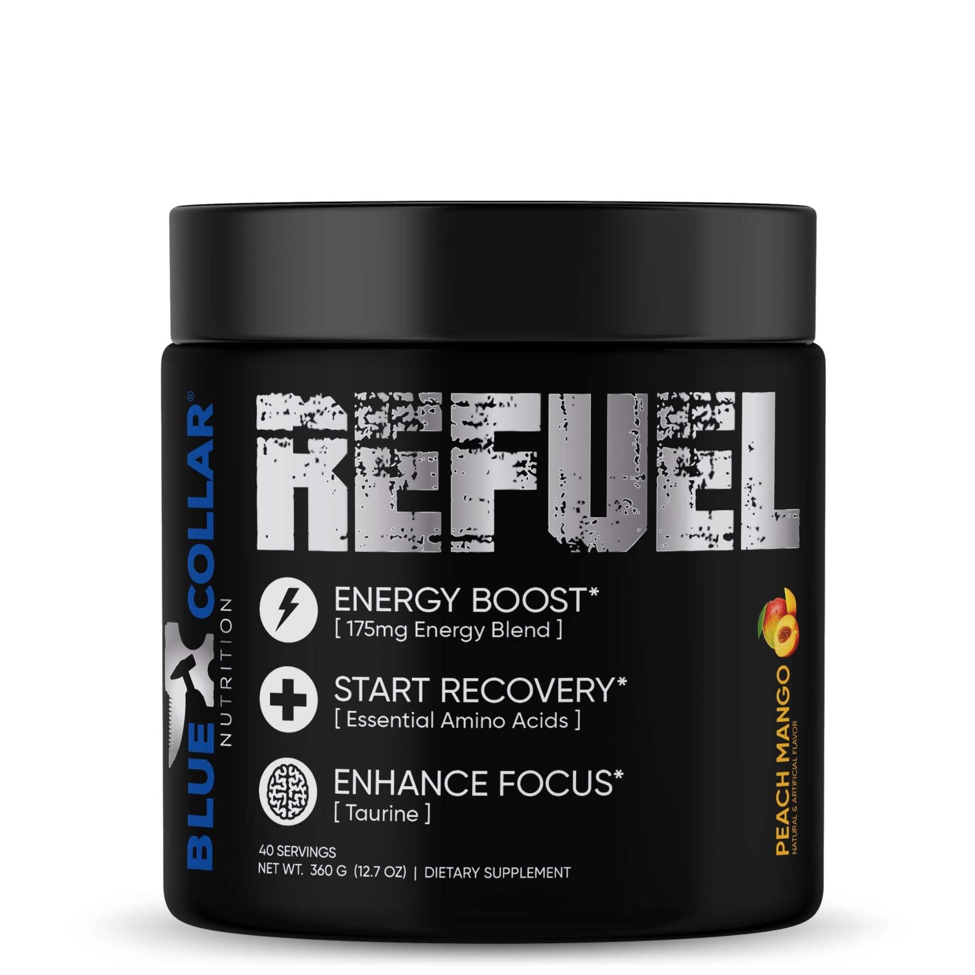 BLUE COLLAR NUTRITION Refuel Energy Drink EAA Recovery Powder, 40 Servings