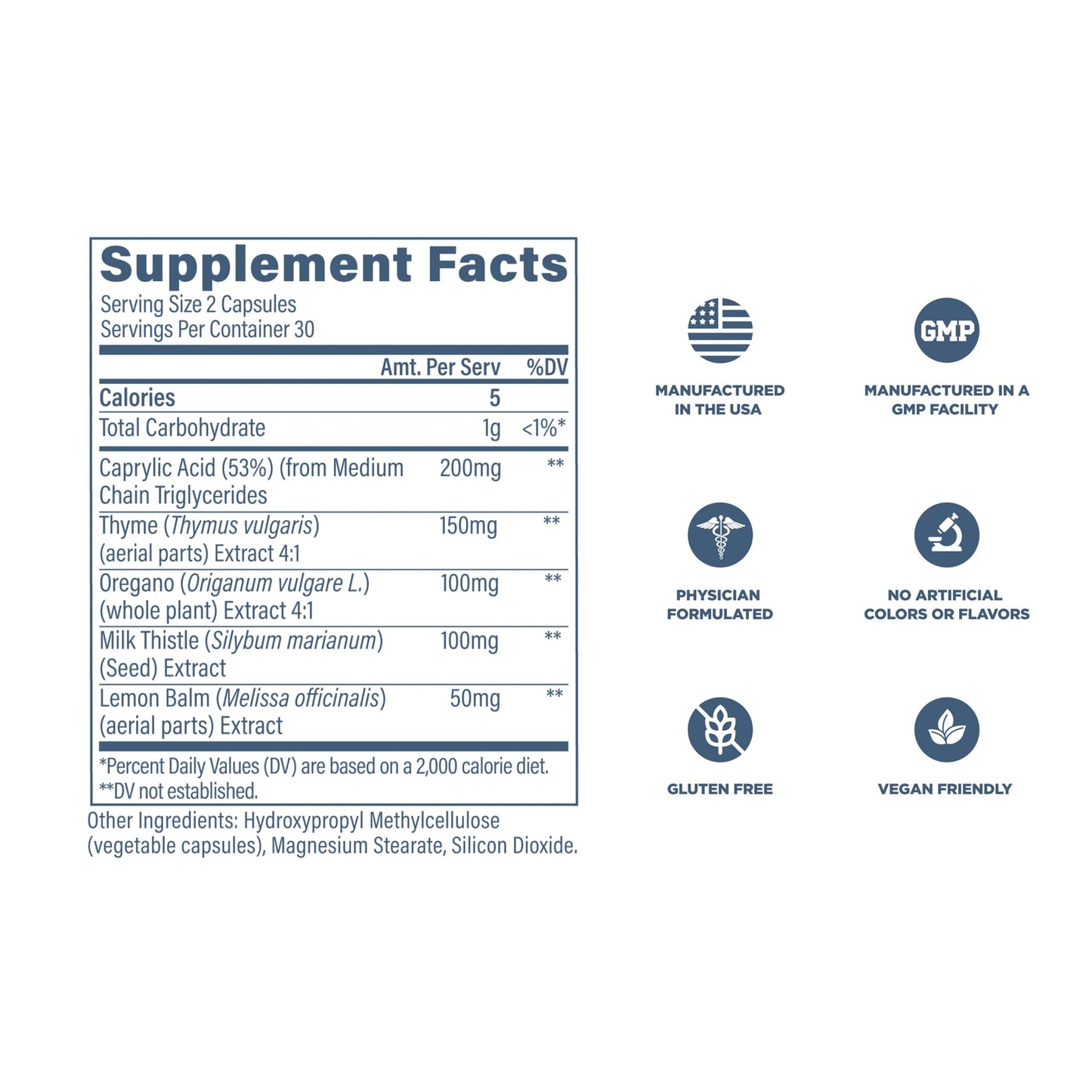 Revive Gut Health Supplements for Men & Women Daily Gut Repair & Digestive Health Support Formula with Thyme, Oregano & Milk Thistle 60 Capsules