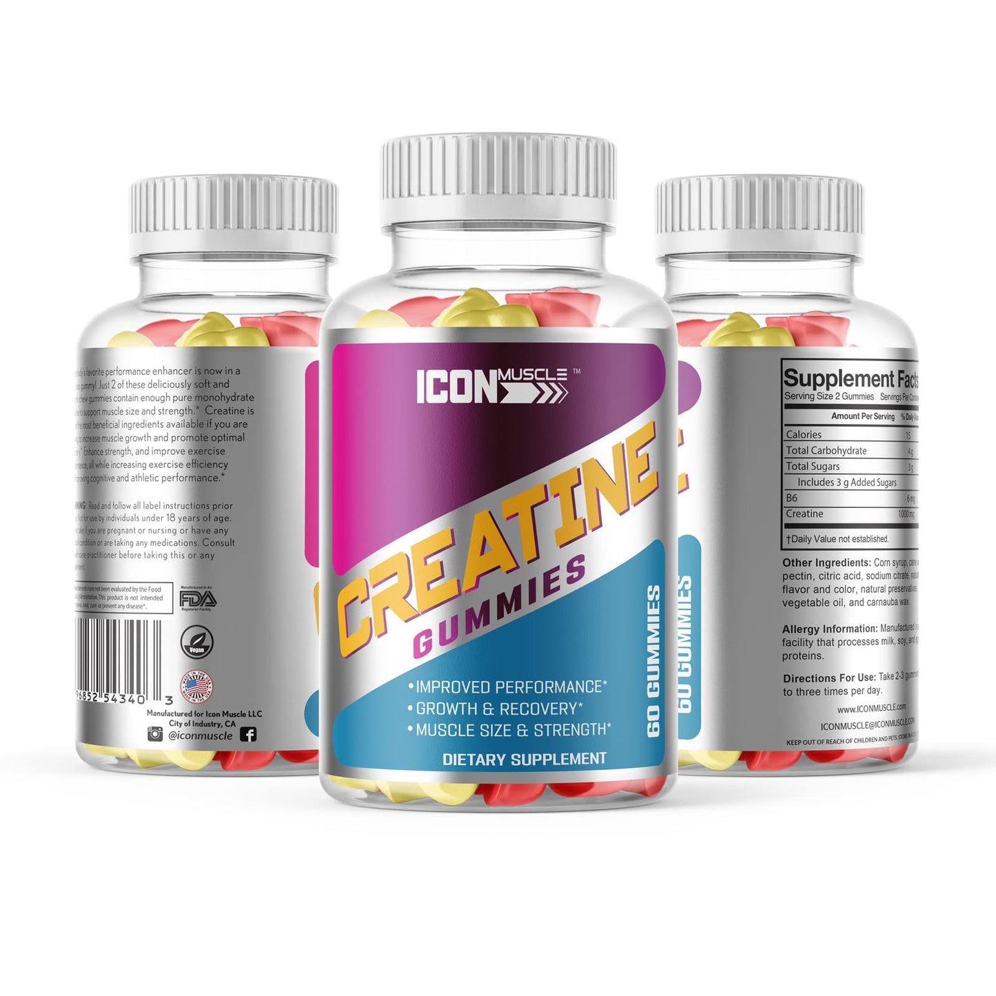 Icon Muscle Creatine Gummies 60 Count